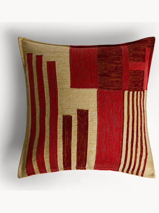 Cuscino 45x45 cm in cotone con ricamo geometrico
