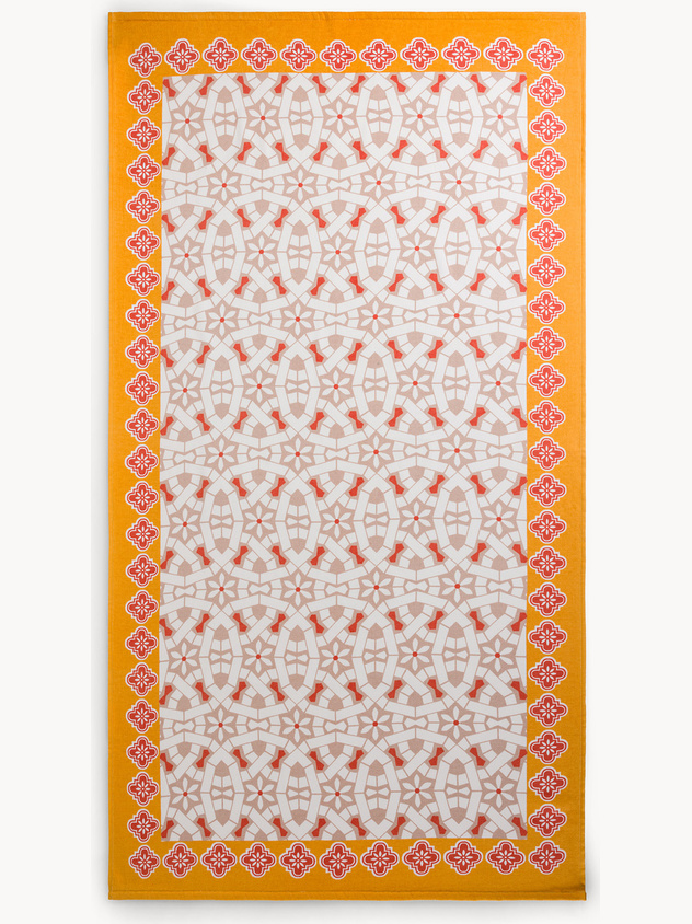 Telo mare in cotone con stampa marocchina