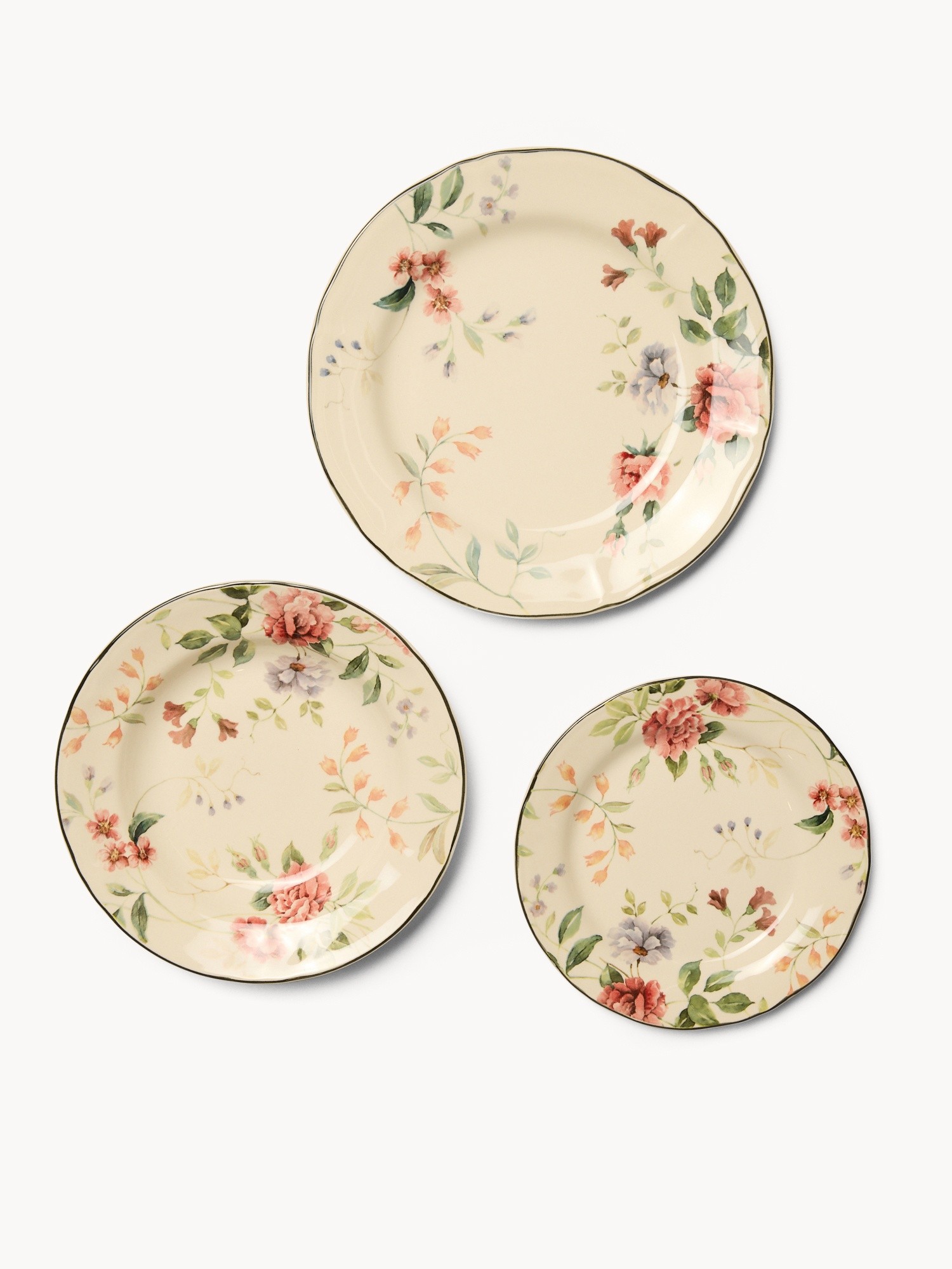 Set 18 piatti in ceramica motivo floreale - Prezzo di lancio, Multicolor, large image number 1