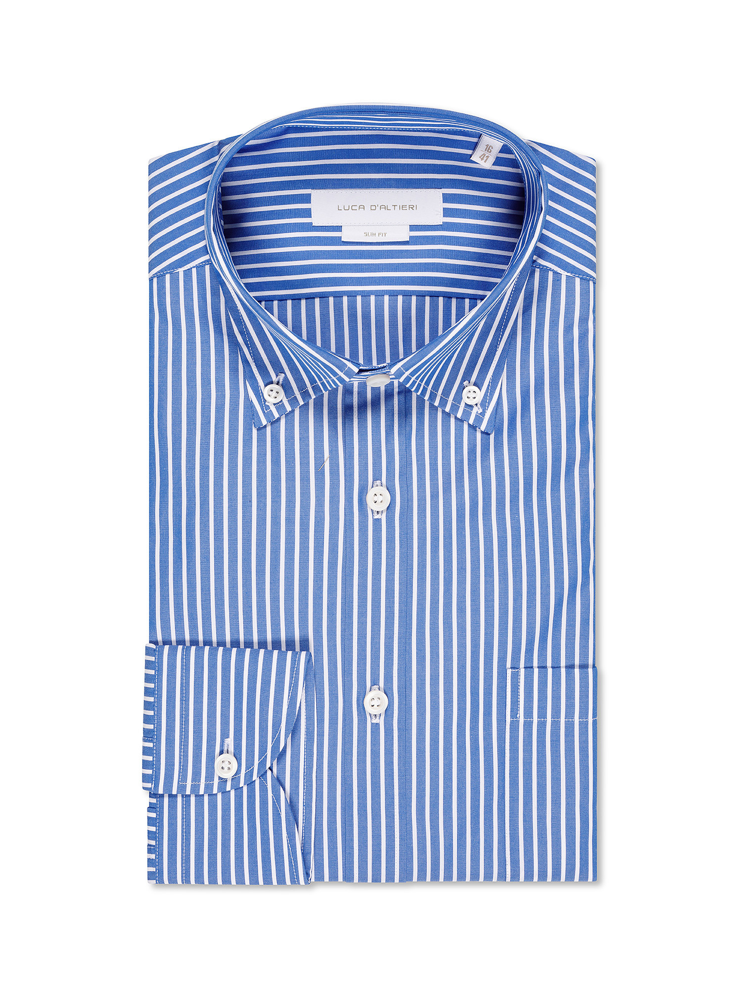 Camicia slim fit in puro cotone, Blu, large image number 0