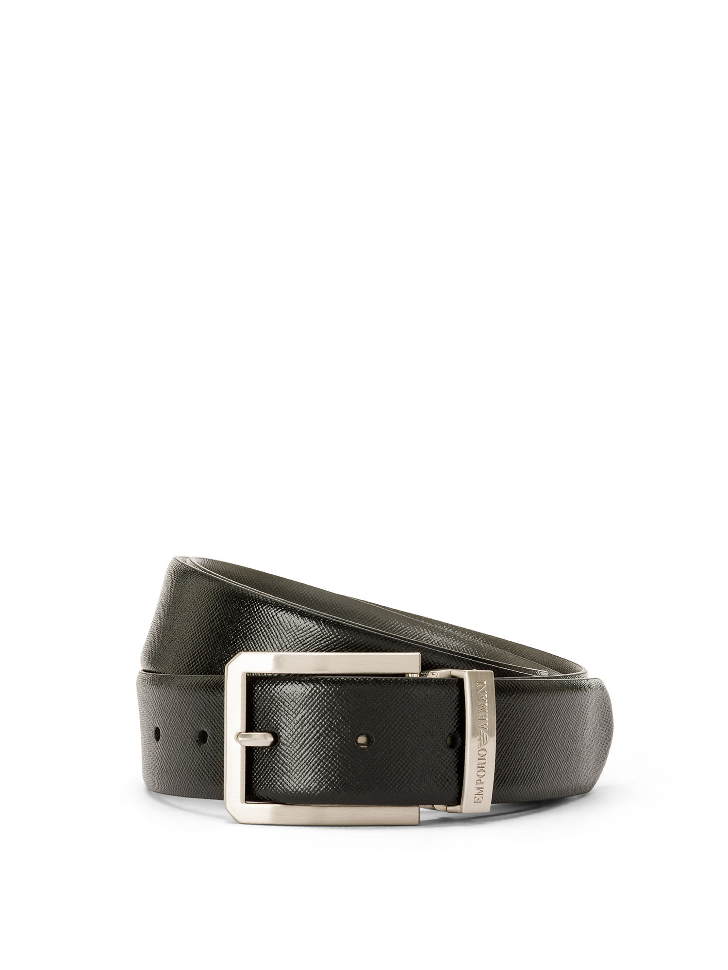 Emporio Armani - Saffiano leather belt, Black, large image number 0