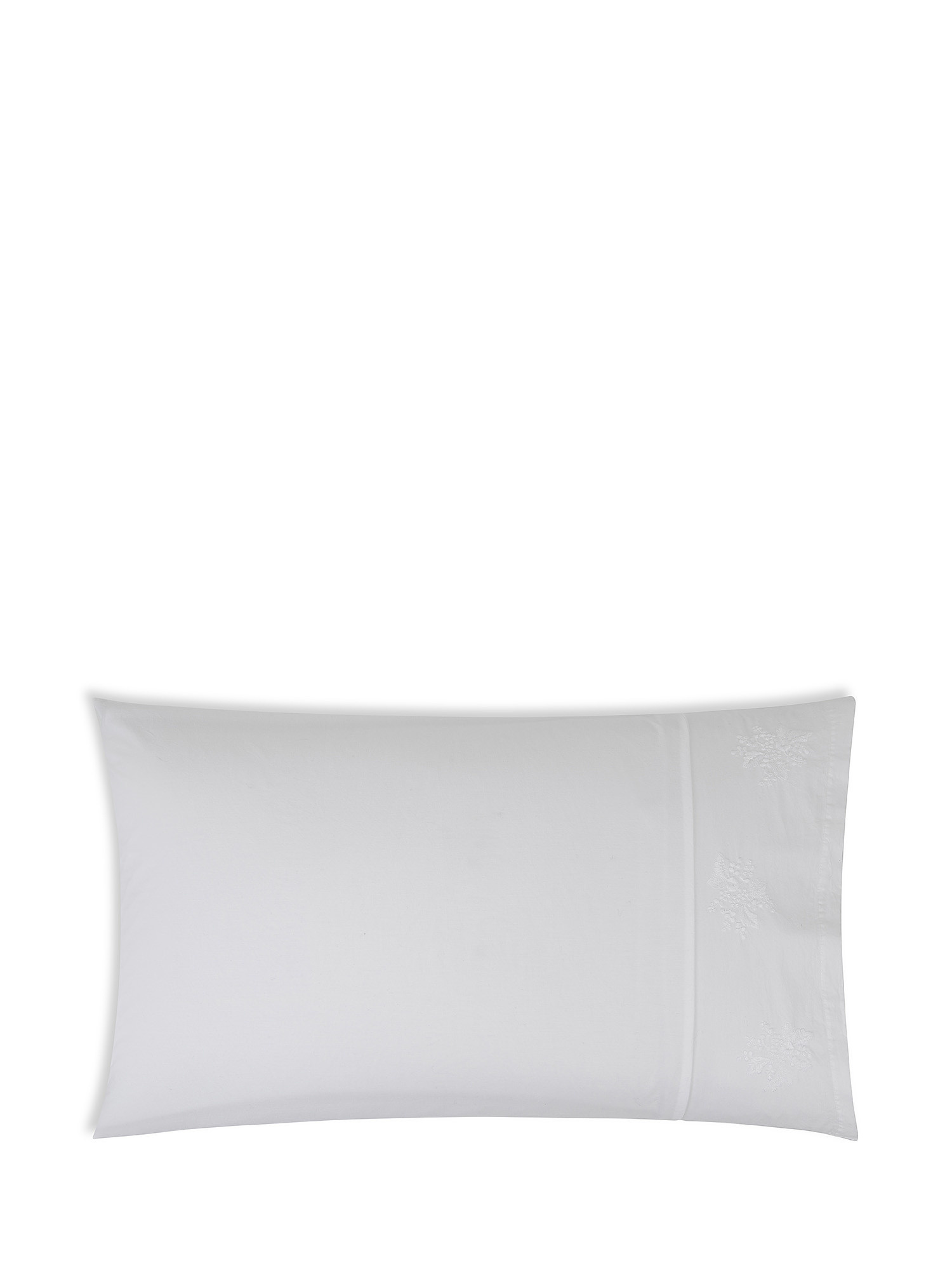 Cotton percale pillowcase with Portofino embroidery, White, large image number 0