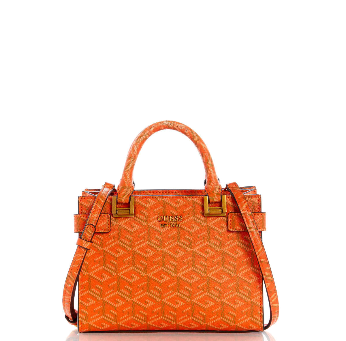 Hand bag with logo, mini size with shoulder strap, Orange, large image number 0