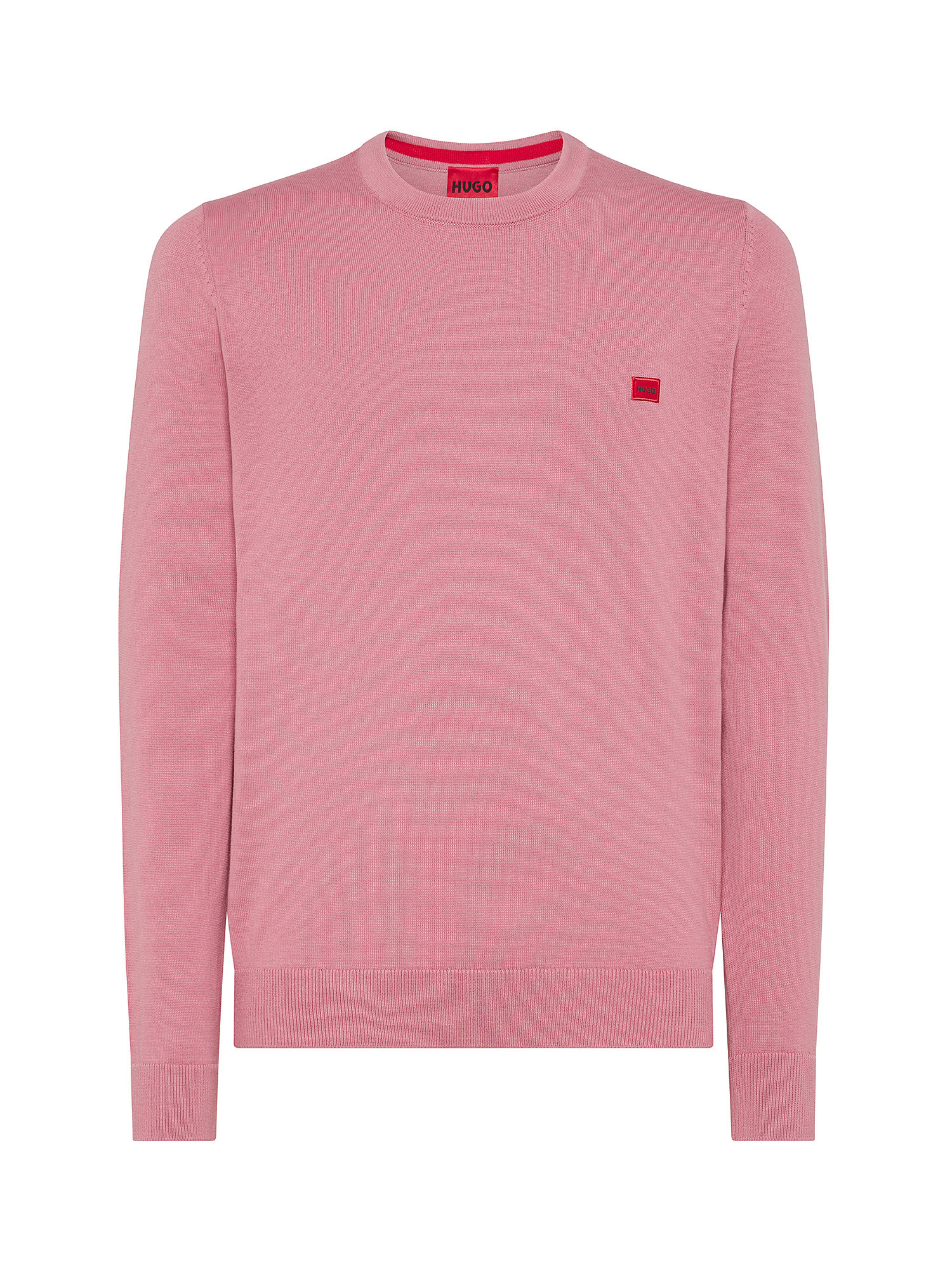 Hugo - Regular fit logo pullover in cotton, Light Pink, large image number 0
