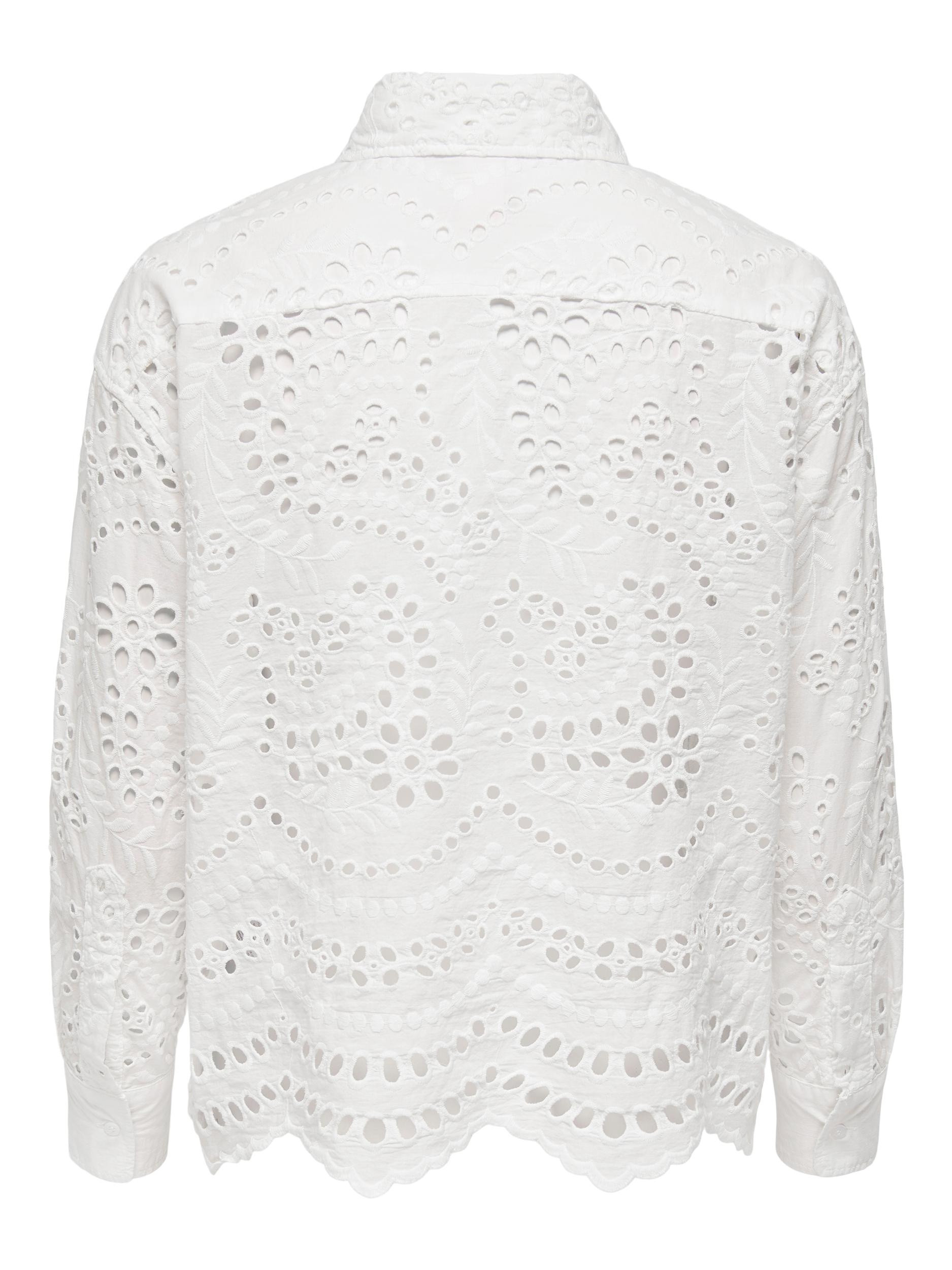 Only - Camicia boxy fit in pizzo, Bianco, large image number 1