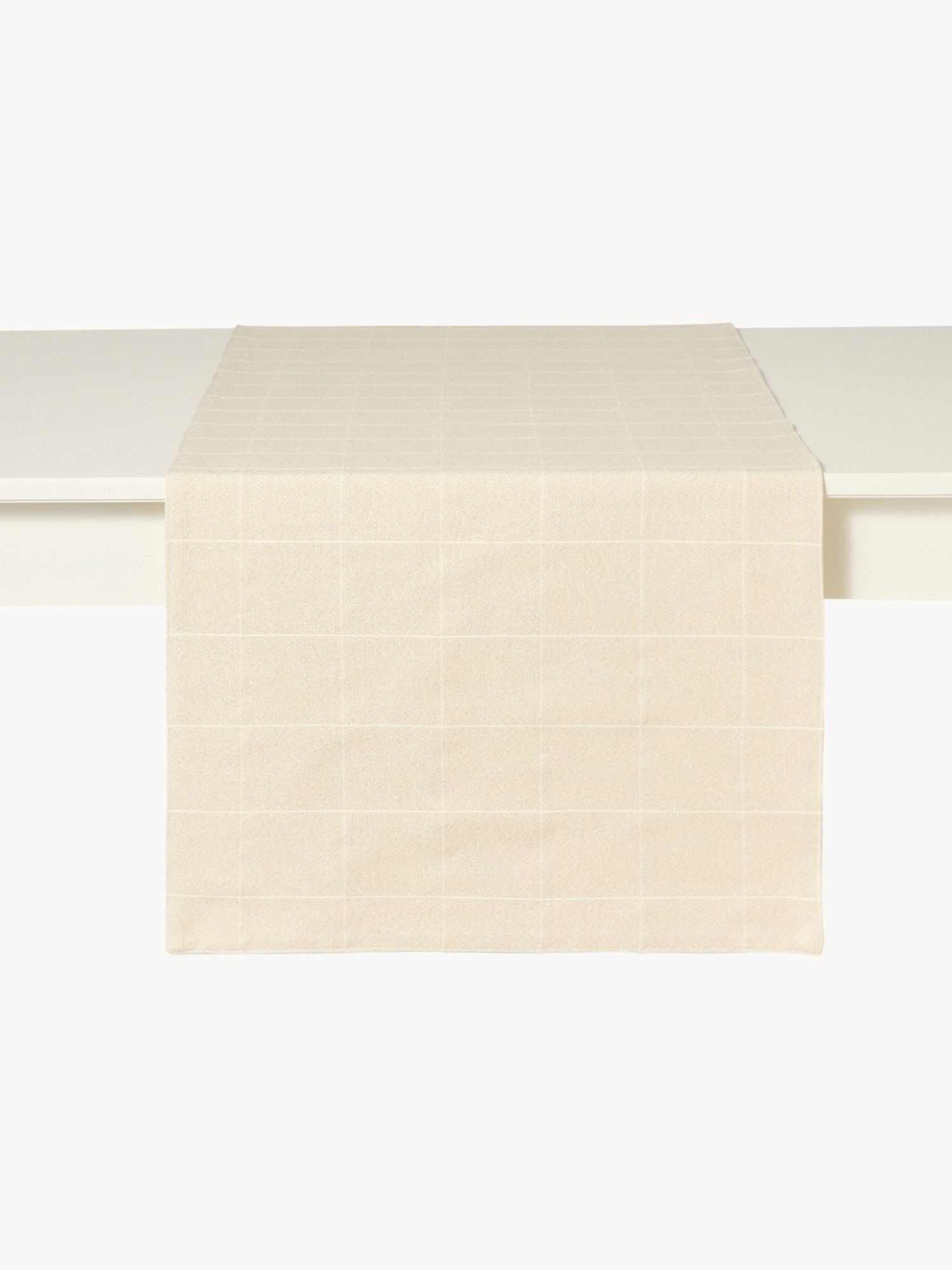 Cotton and lurex table runner with a check pattern, Gold, large image number 1