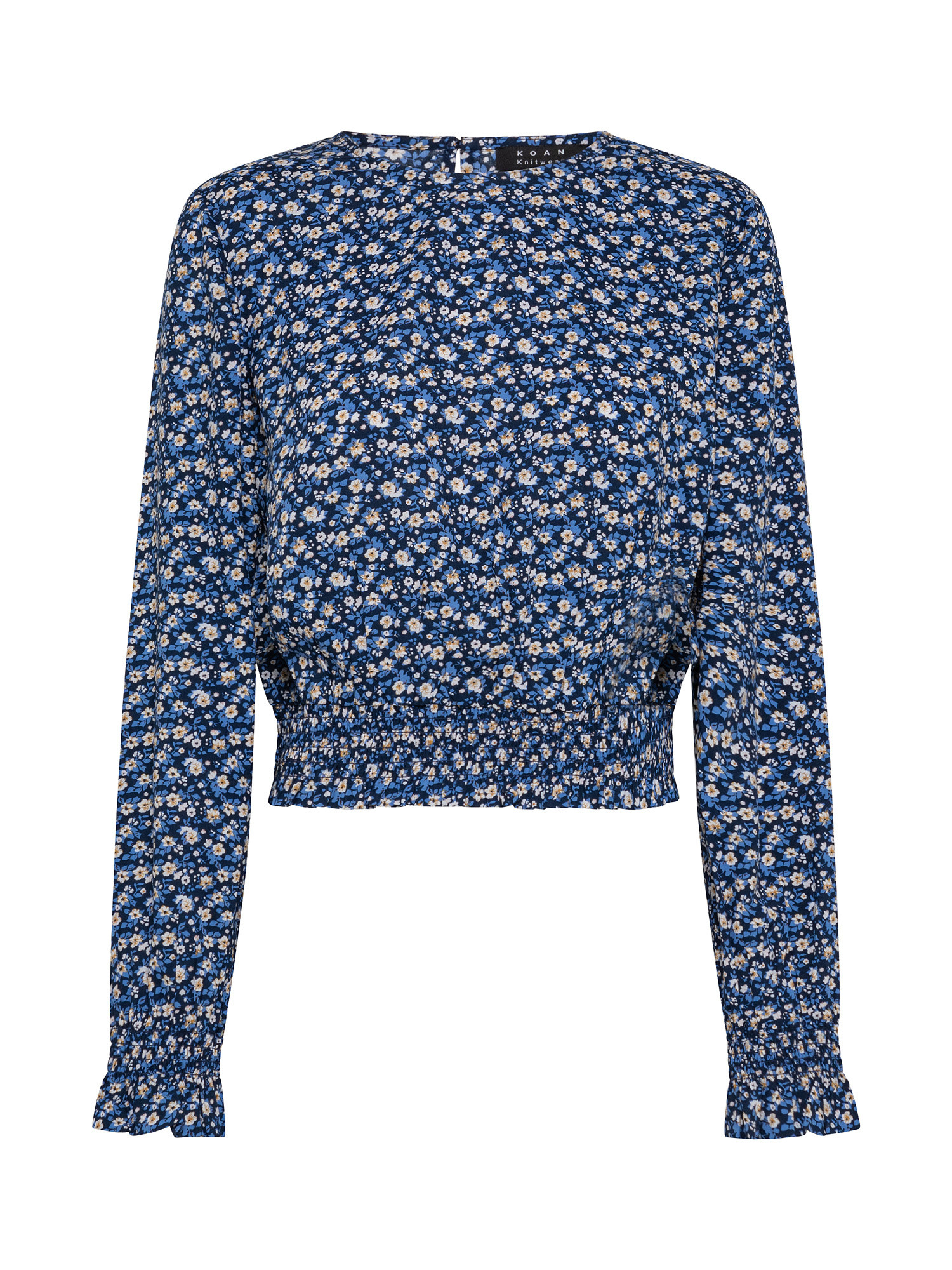 Blouse with flowers, Blue, large image number 0
