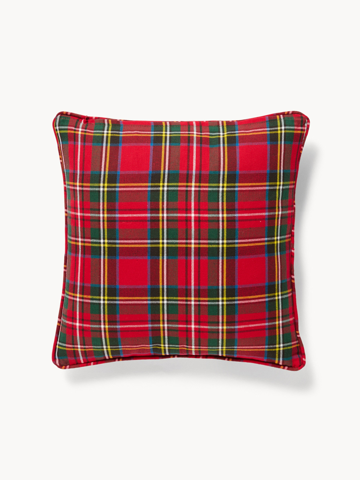 Cuscino 45x45 in cotone motivo tartan, Rosso, large image number 1