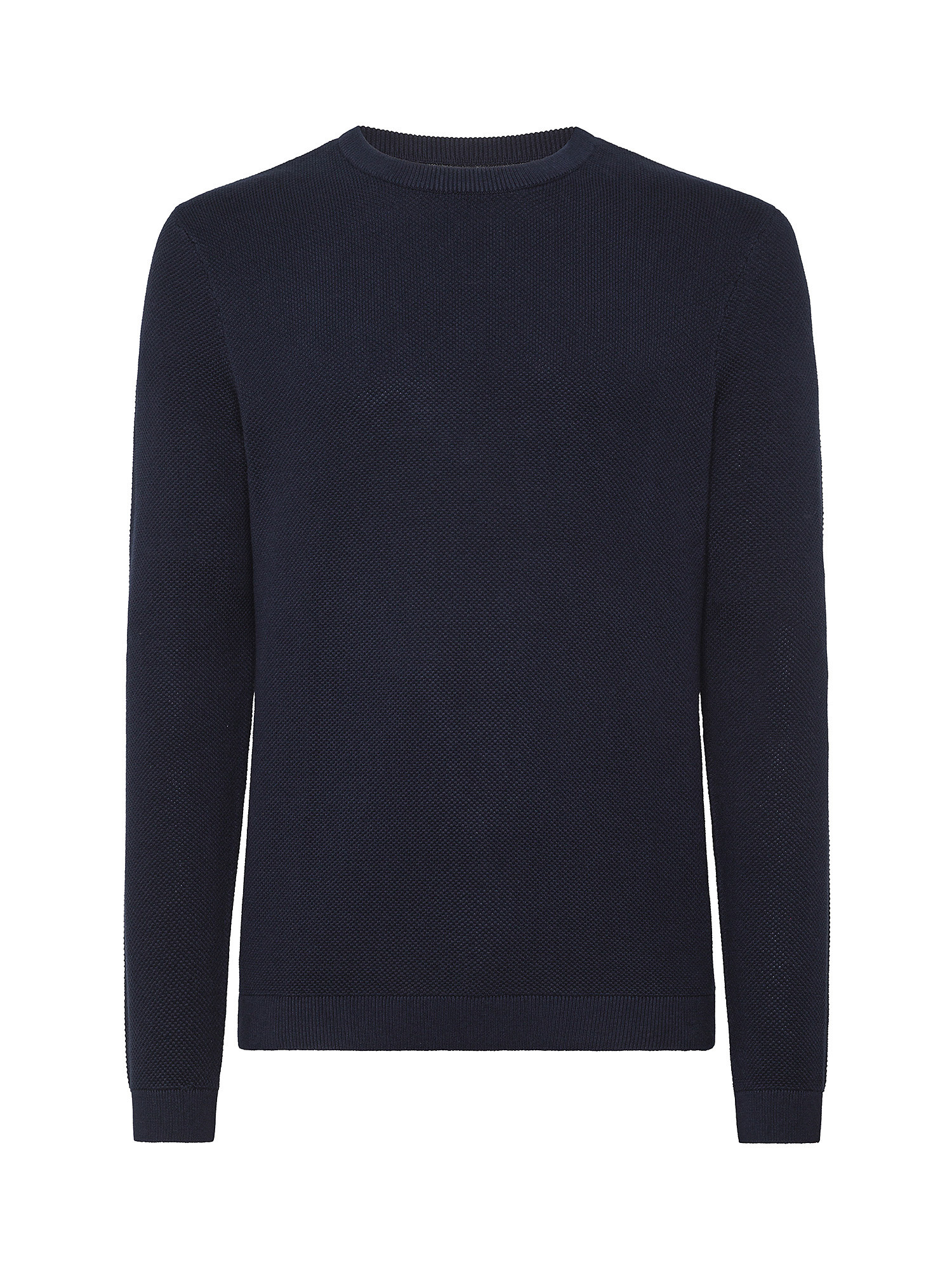 Luca D'Altieri - Crew neck sweater in pure cotton, Dark Blue, large image number 0