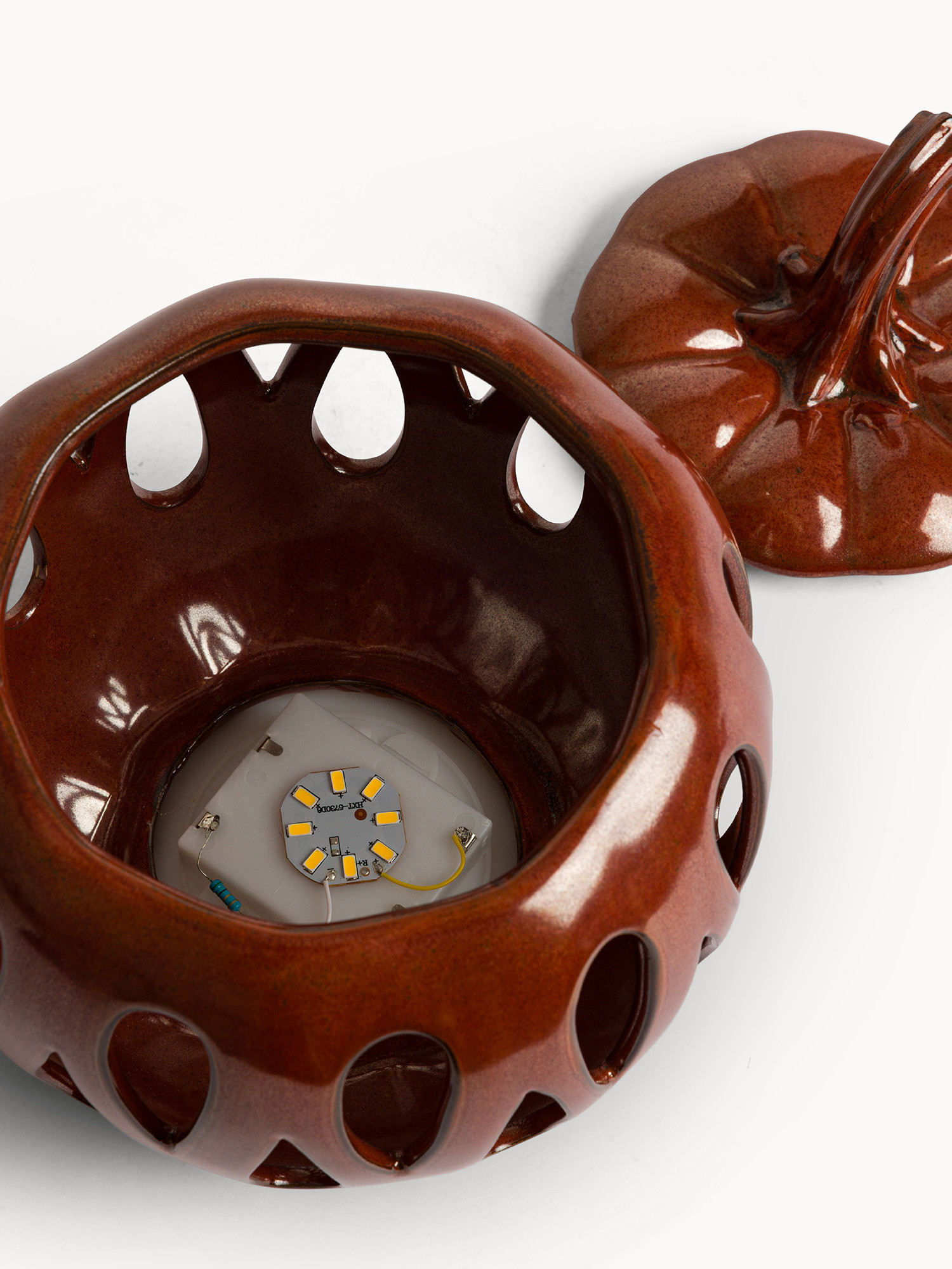 Ceramic decoration with LED light, Brown, large image number 1