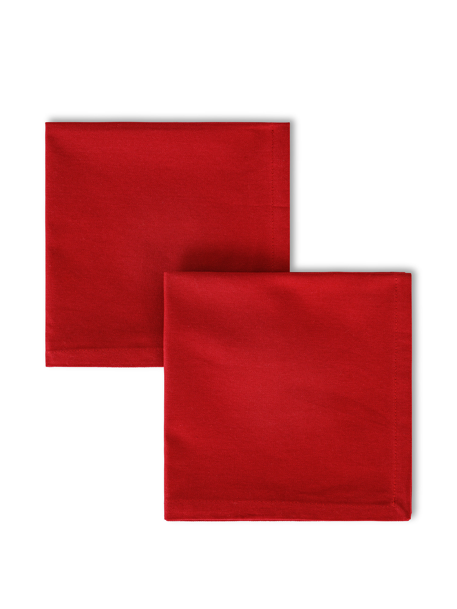 Set of 2 solid color cotton twill napkins, Dark Red, large image number 0