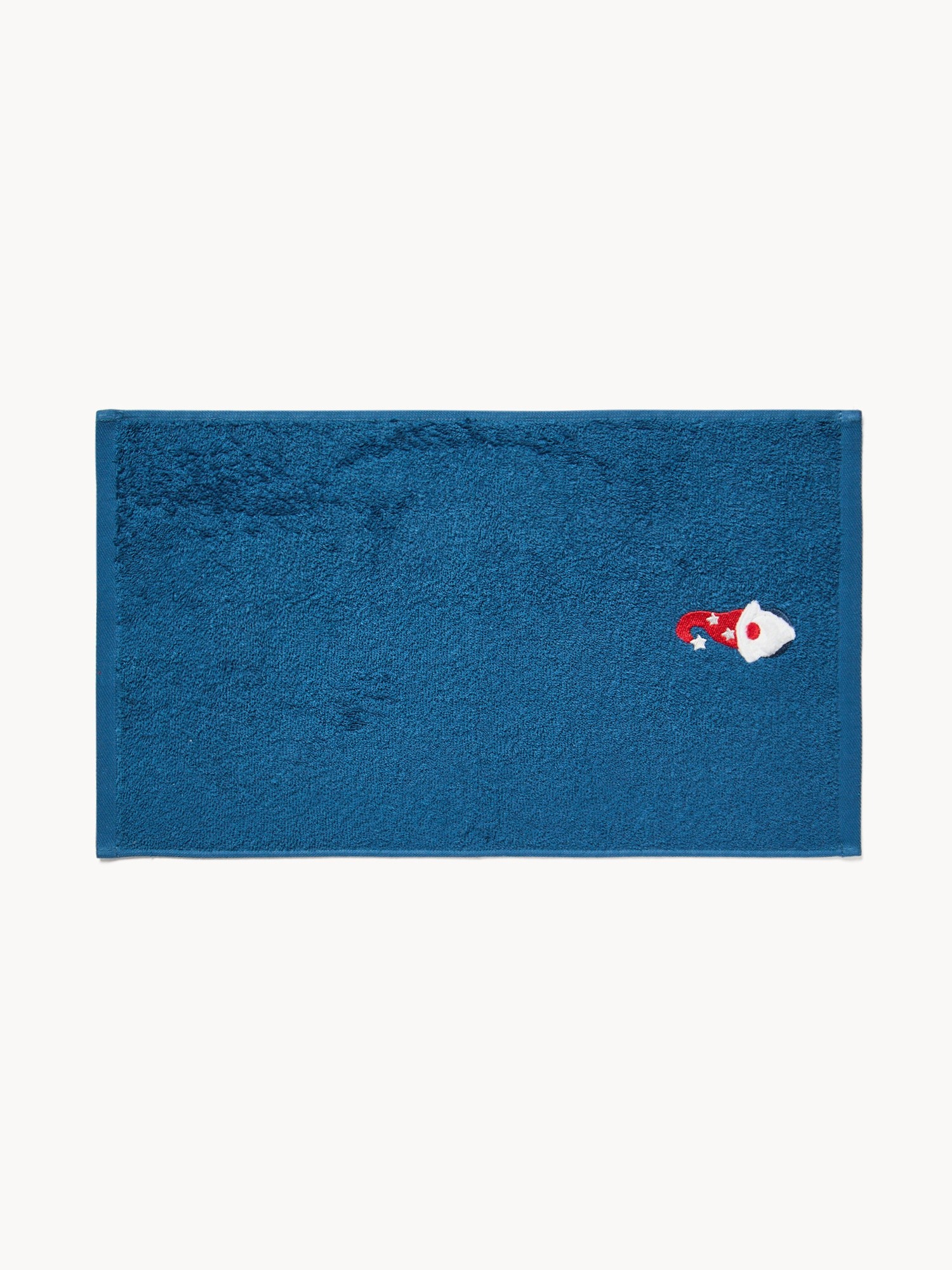 Set 2 asciugamani in spugna di cotone con ricamo gnomo natalizio, Blu, large image number 1