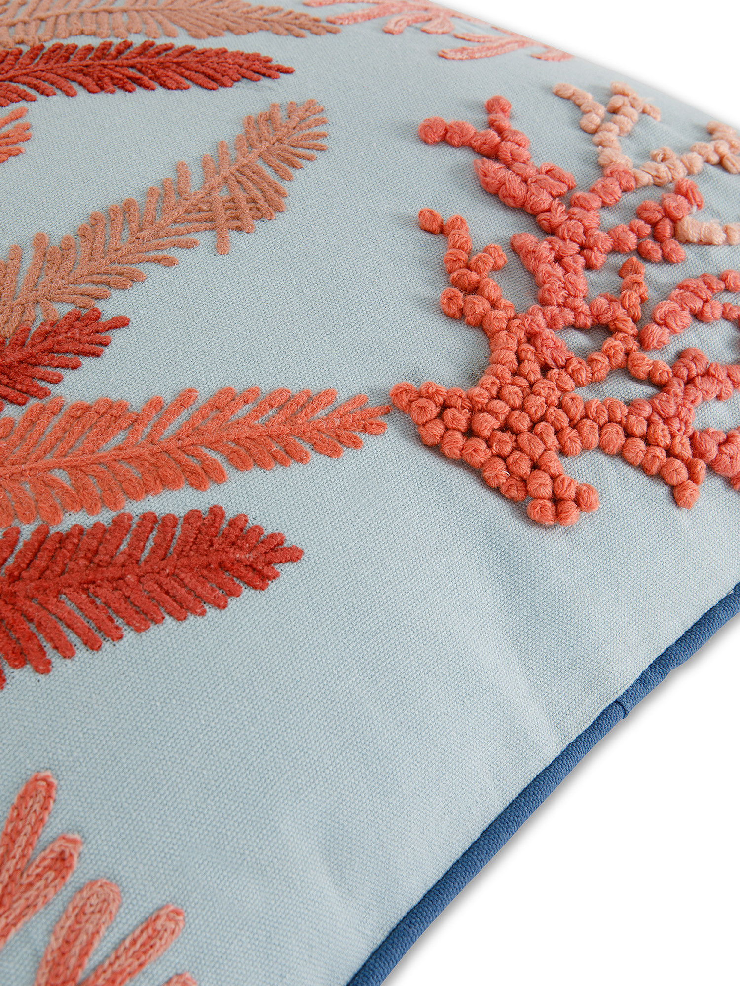 Coral embroidery cushion 45x45cm, Light Blue, large image number 2