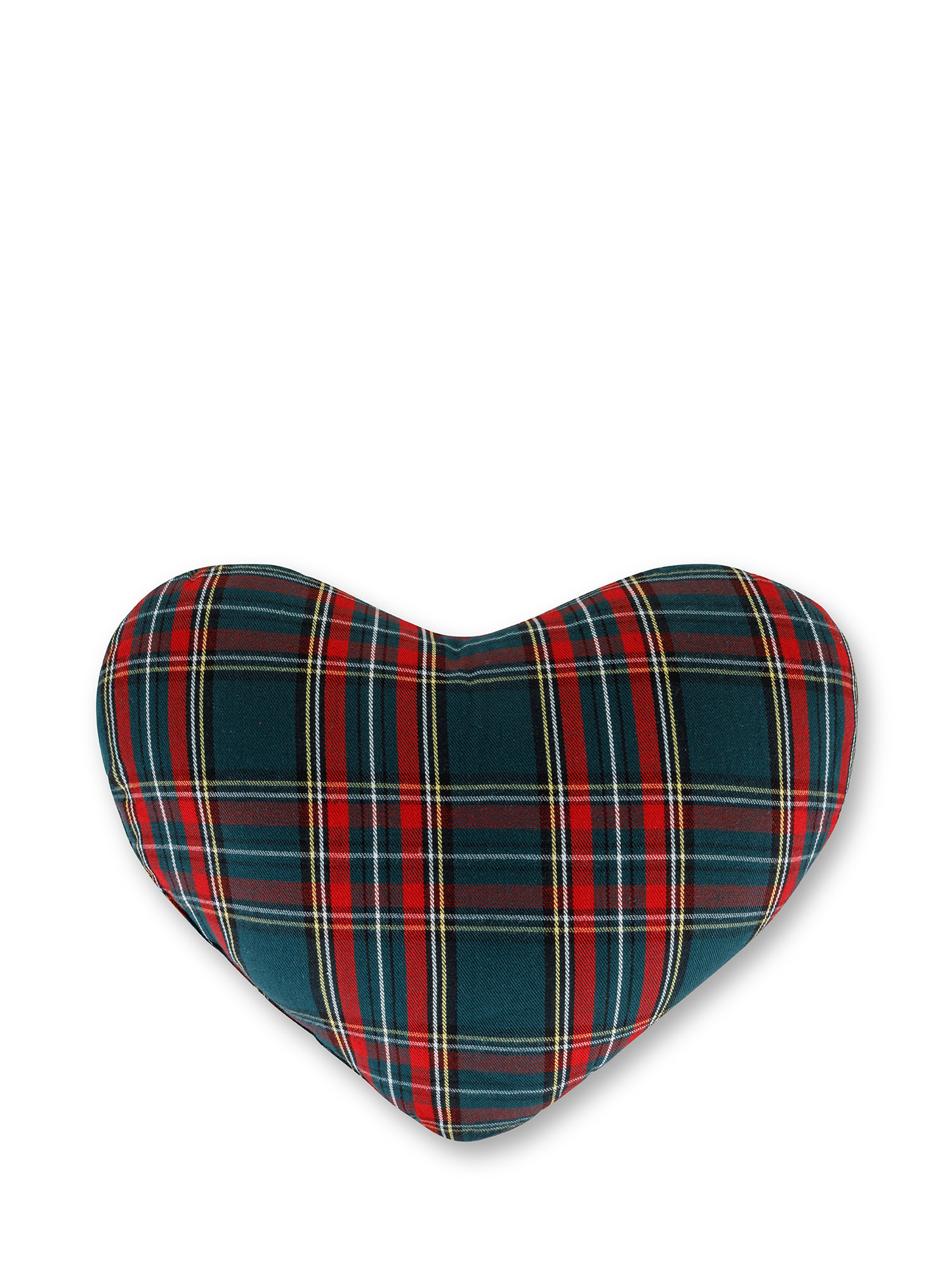 Tartan heart cushion, Green, large image number 0