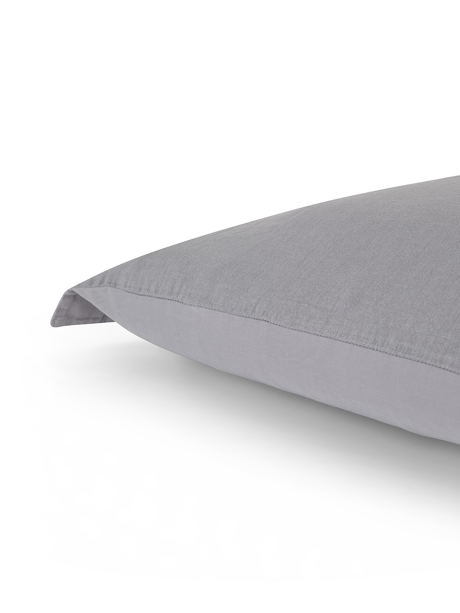 Zefiro plain color linen and cotton pillowcase, Dark Grey, large image number 1