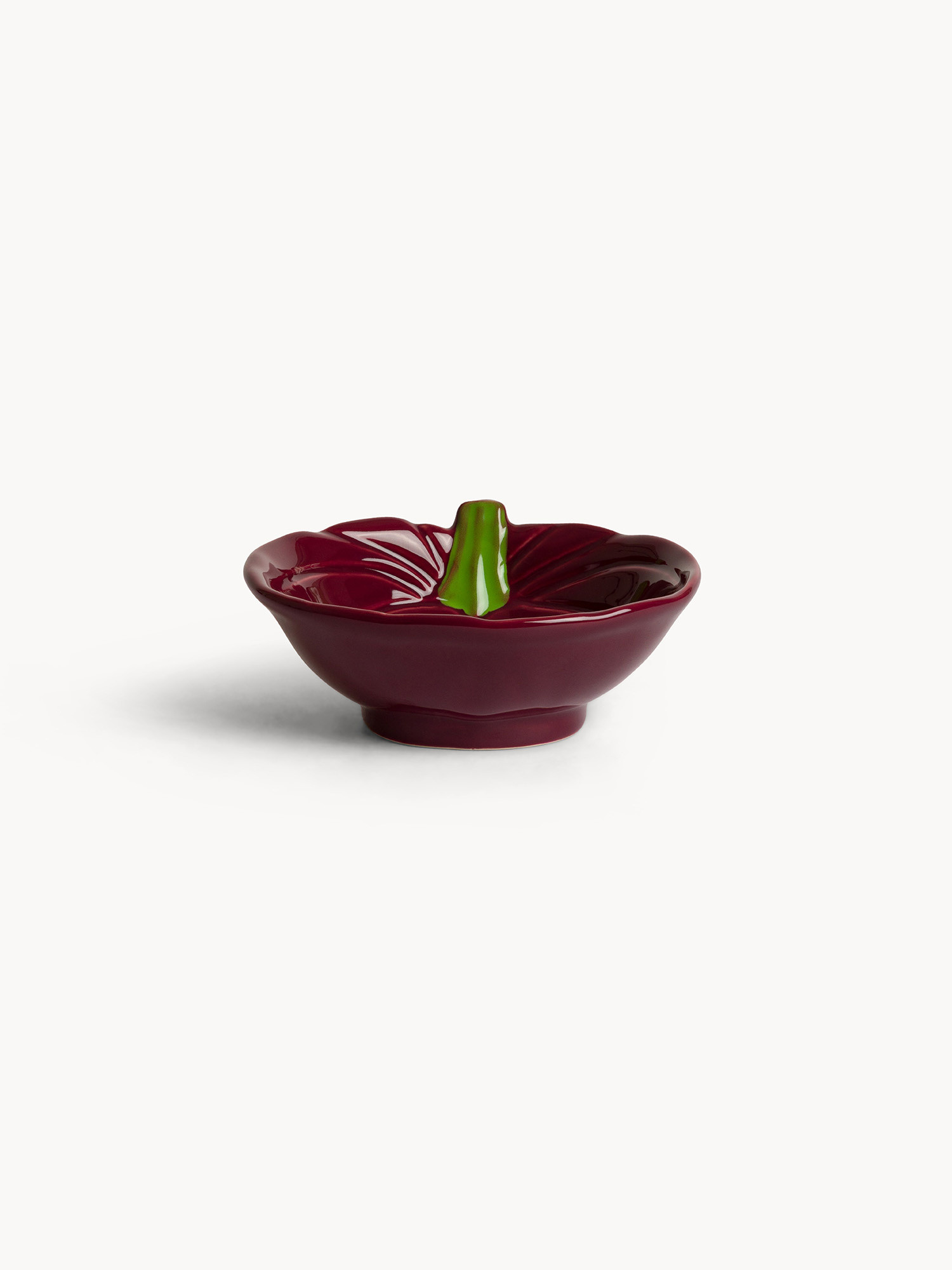 Coppetta in stoneware a forma zucca, Rosso bordeaux, large image number 0