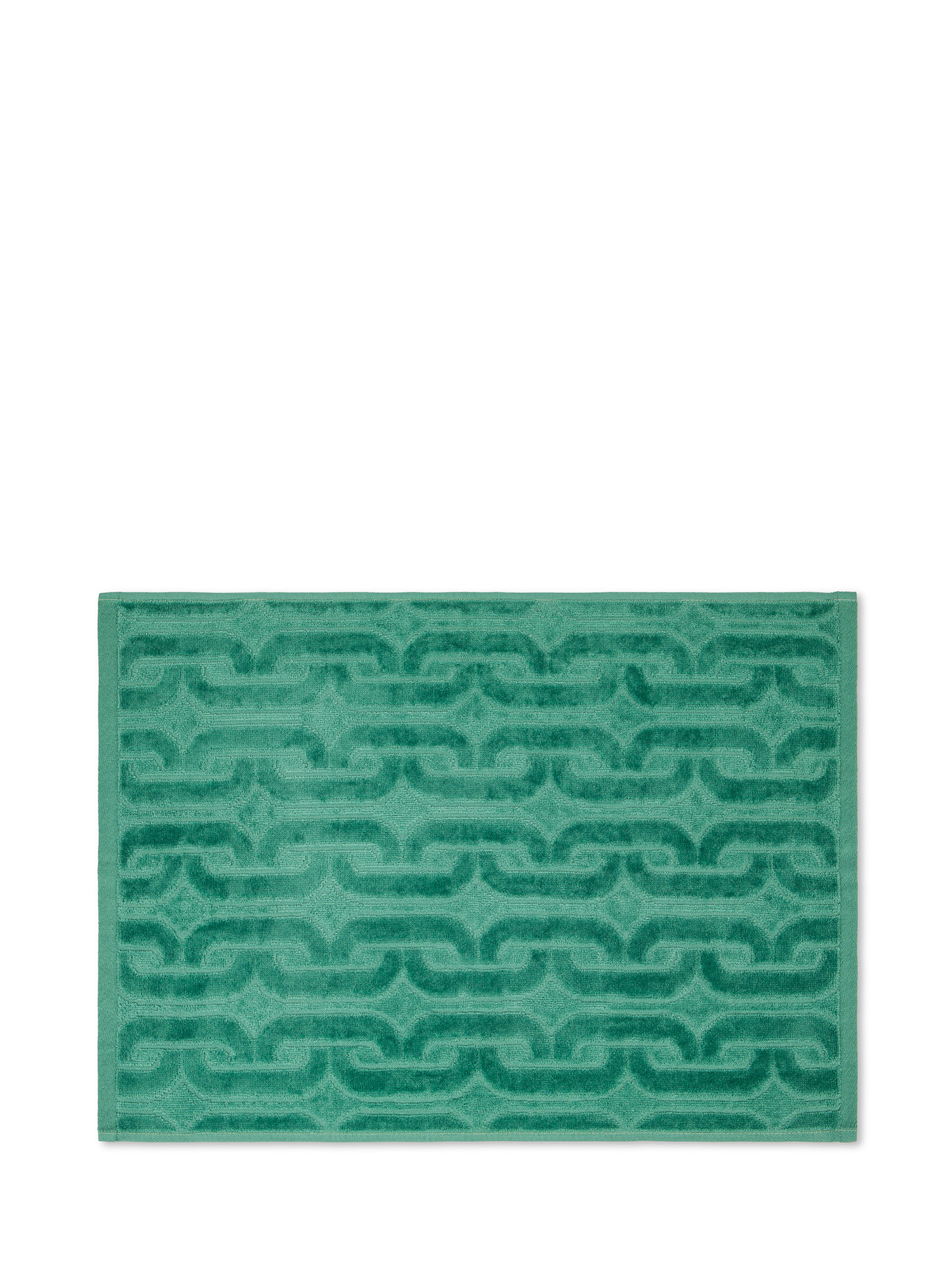 Cotton velour towel with geometric relief pattern, Green, large image number 1