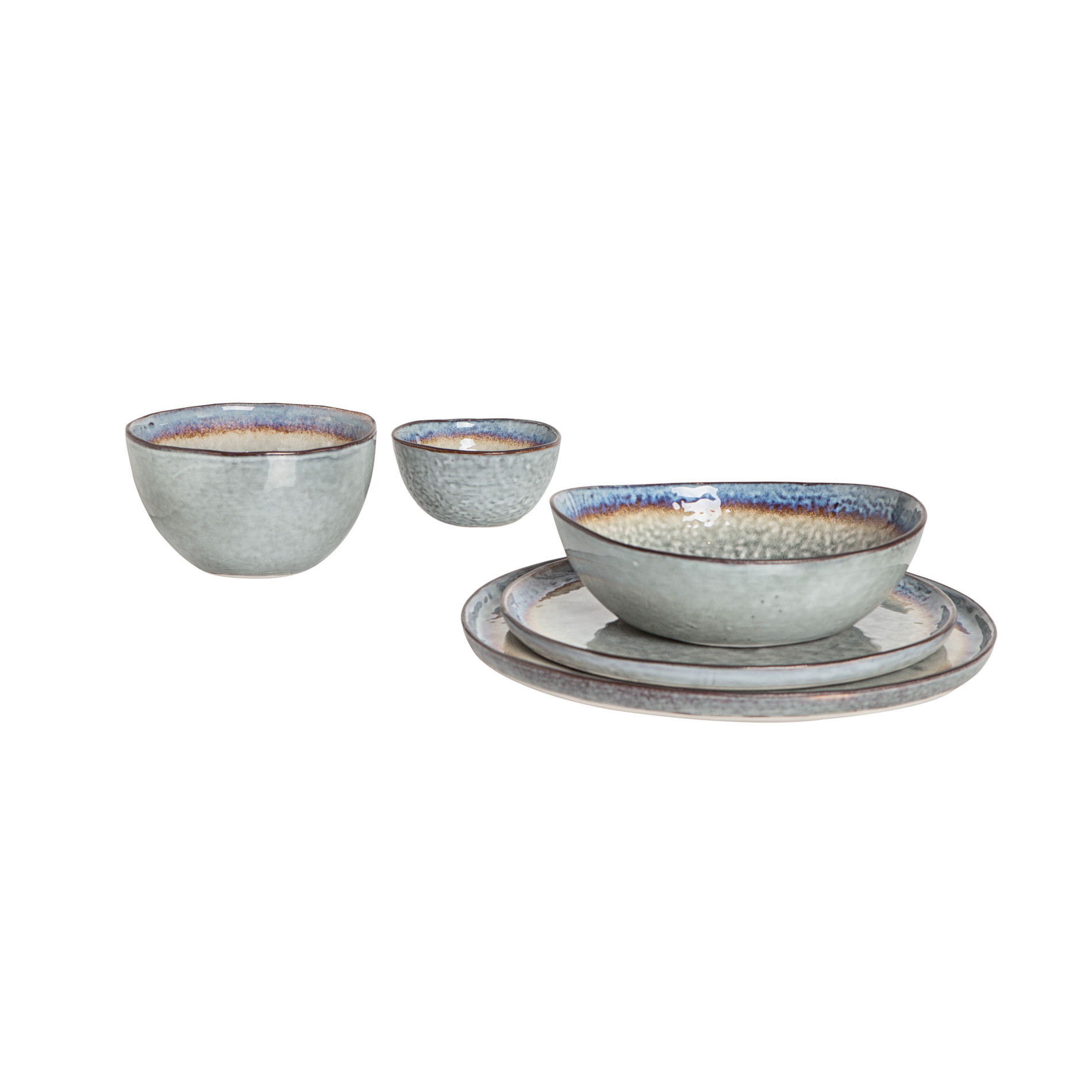 Small stoneware vinaigrette bowl with reactive glaze, Grey, large image number 1