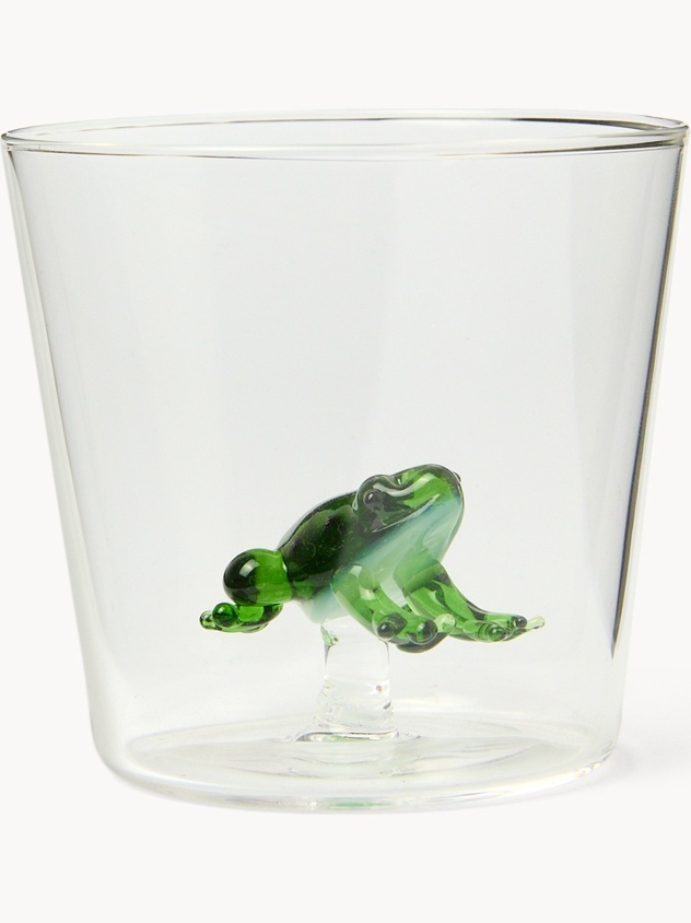 Bicchiere in vetro borosilicato dettaglio rana