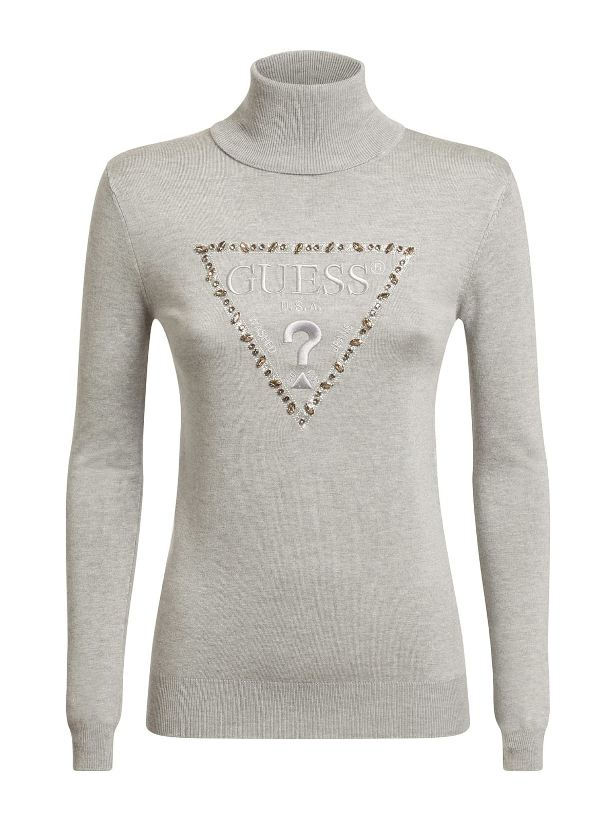 Triangle logo sweater with rhinestones, Light Grey, large image number 0