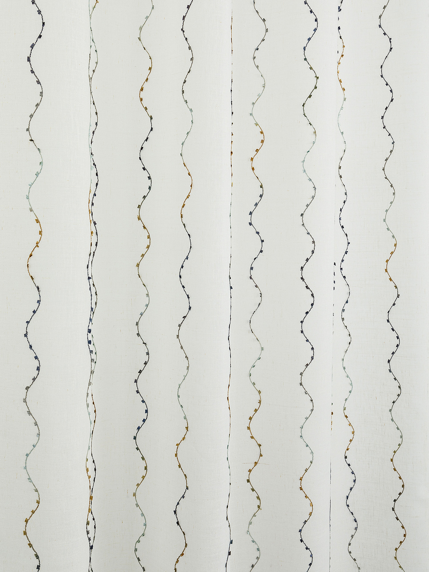 Embroidered opaque curtain with hidden loops, White, large image number 2