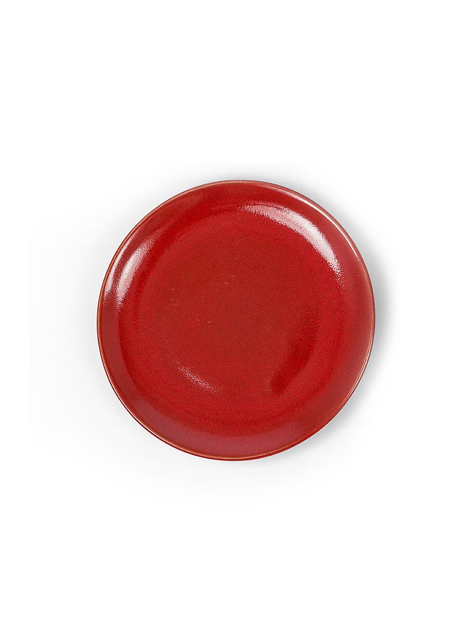 Piatto frutta ceramica effetto anticato, Rosso, large image number 0
