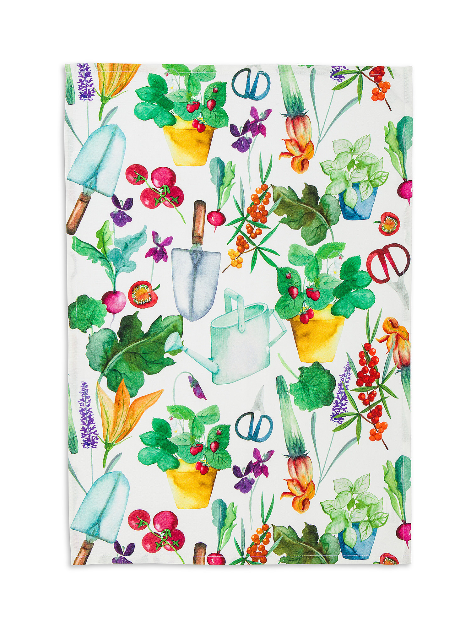 Set of 2 panama vegetable-print cotton tea towels, Multicolor, large image number 1