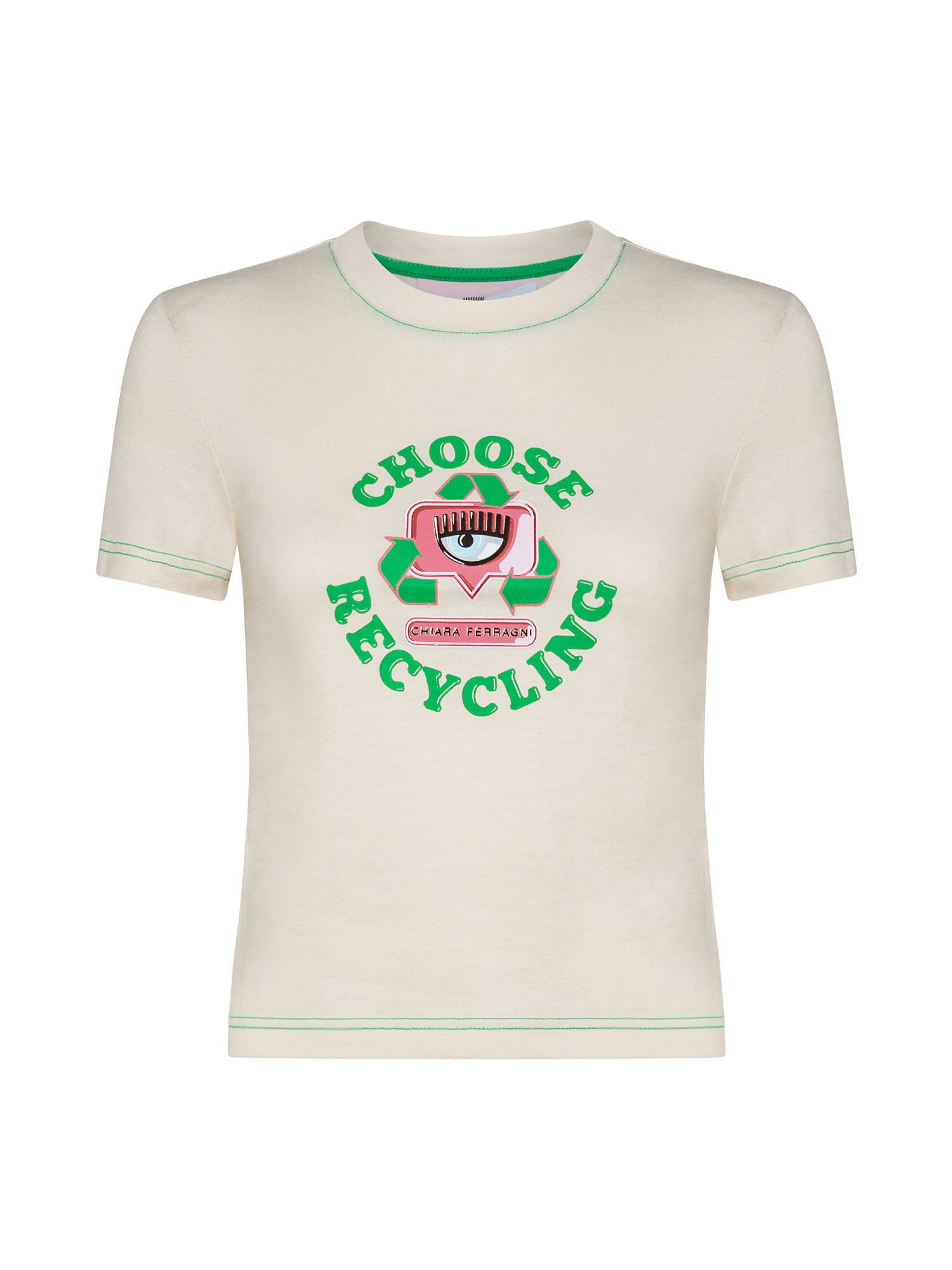 T-shirt con stampa Choose Recycling, Bianco, large