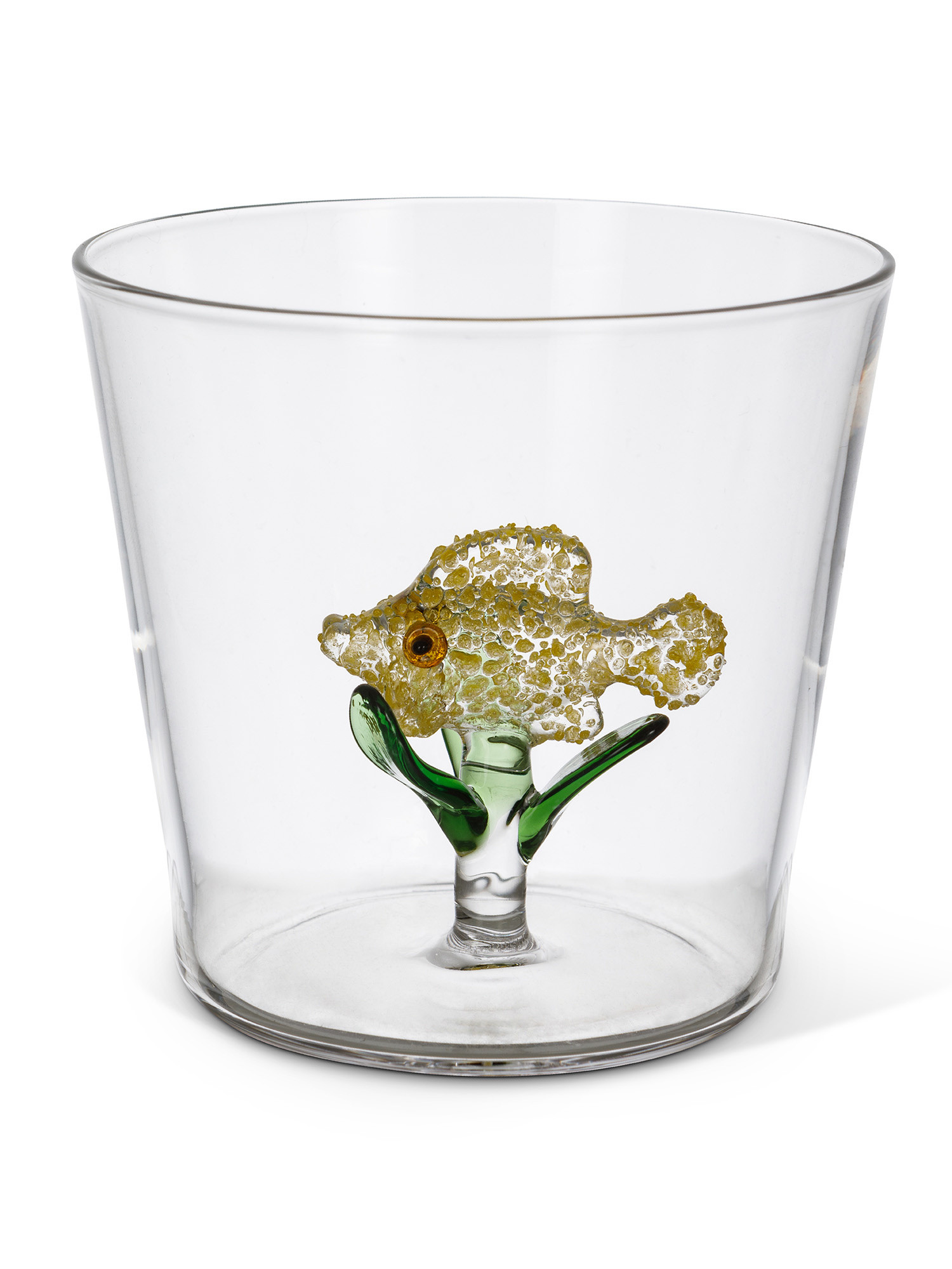 Glass tumbler with yellow fish detail, Transparent, large image number 1
