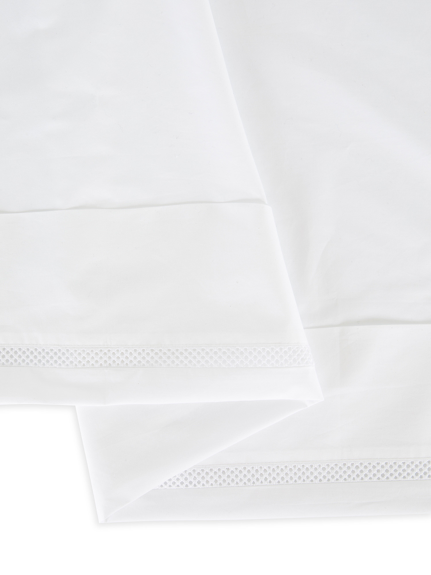 Portofino flat sheet in 100% cotton percale with drawn thread work, White, large image number 2