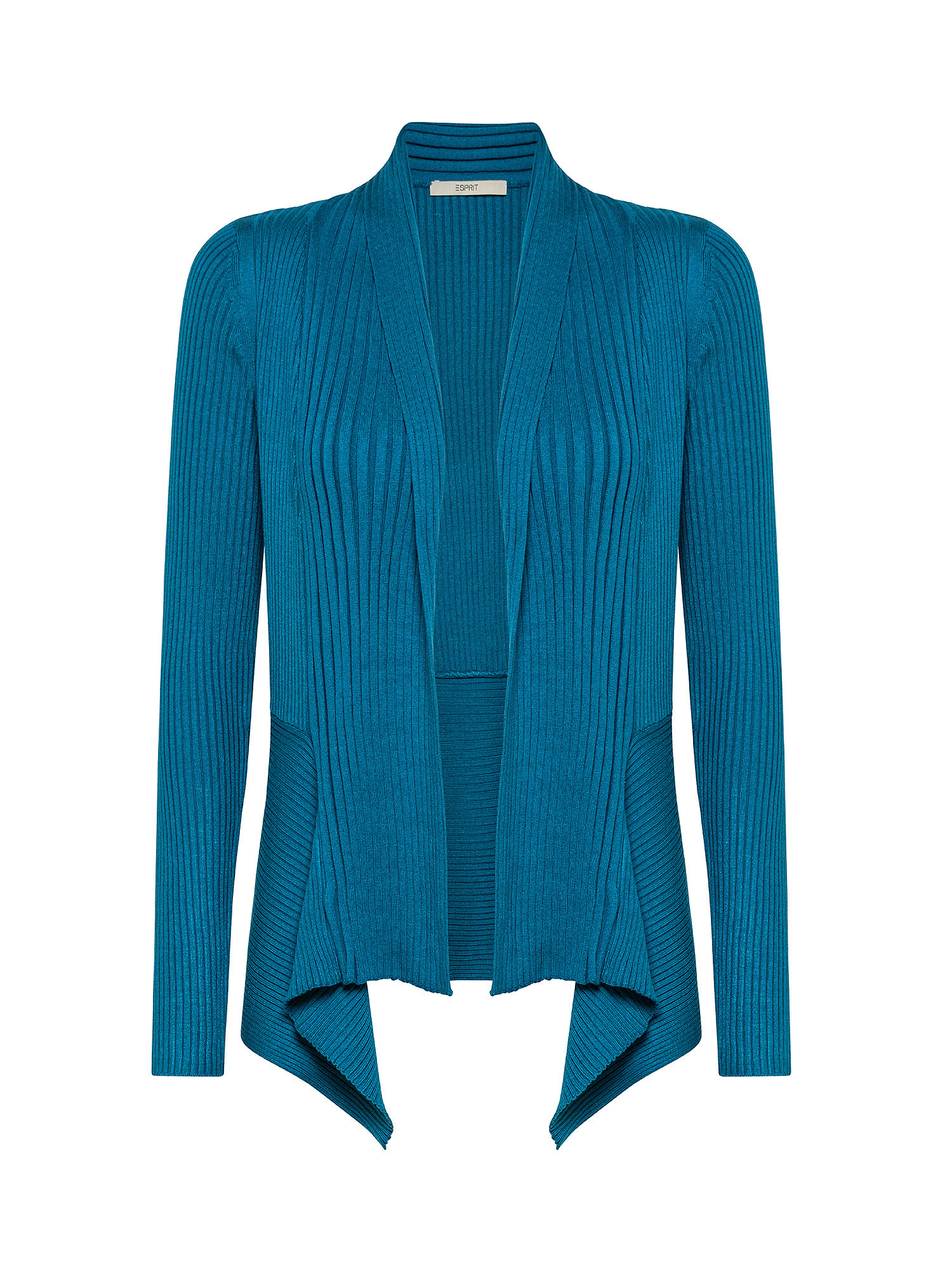 Open ribbed cardigan, Turquoise, large image number 0