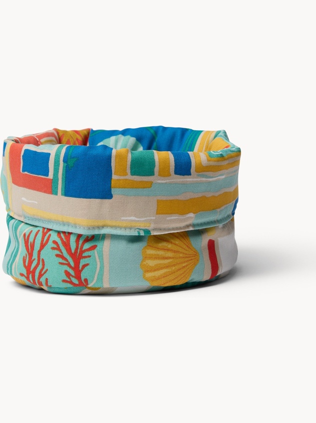 Cotton Panama Kitchen Basket with Geometric Print - Introductory Price