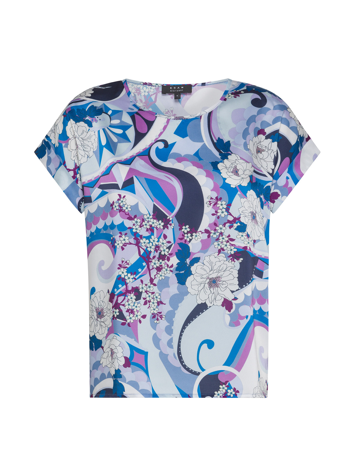 Koan - T-shirt con micro fantasia, Blu avio, large image number 0
