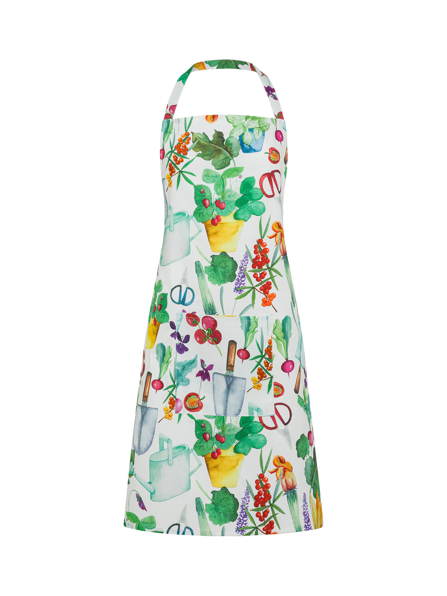 Vegetable print cotton panama kitchen apron, Multicolor, large image number 0