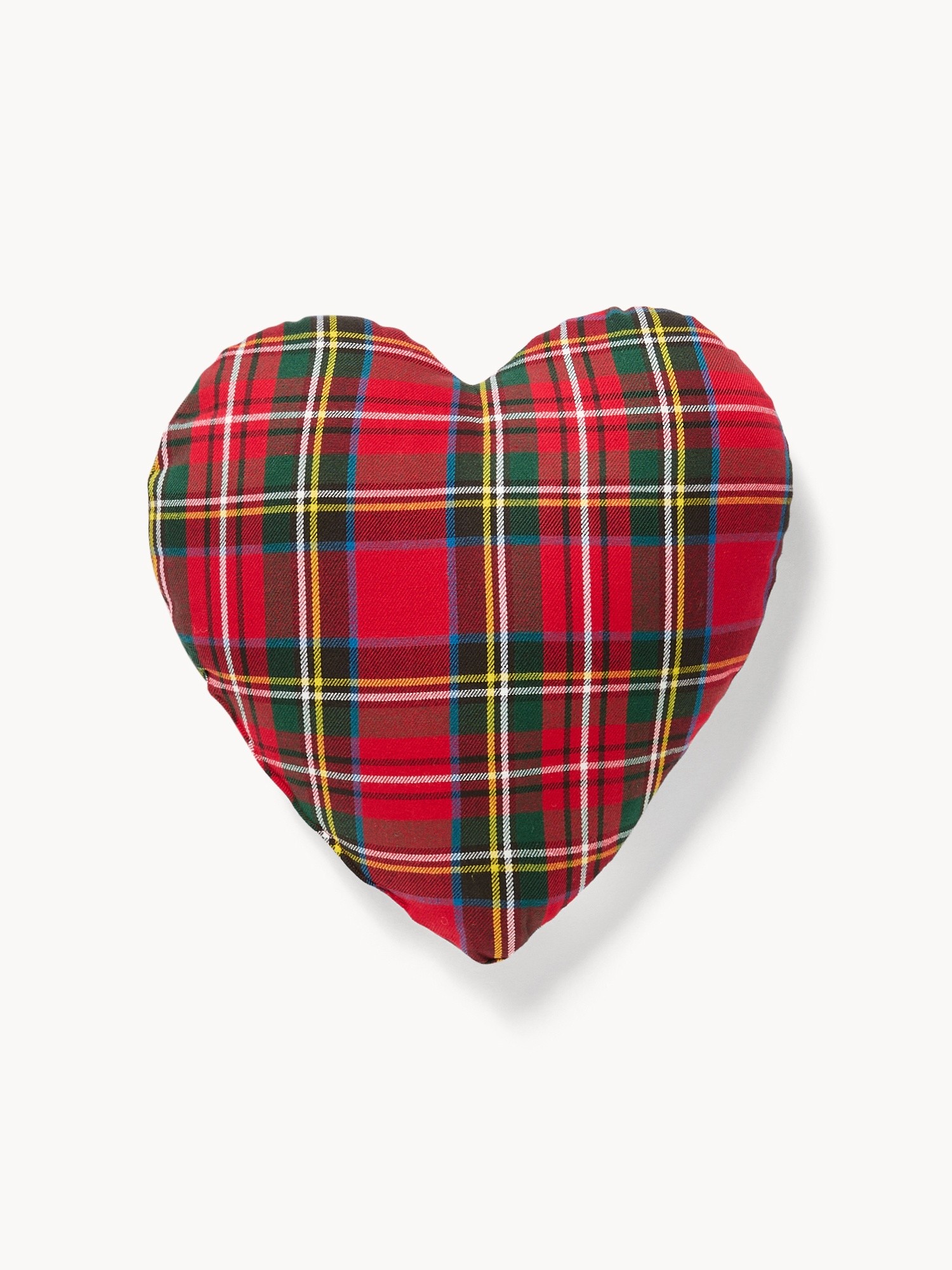 Heart-shaped cushion with tartan pattern, Red, large image number 0