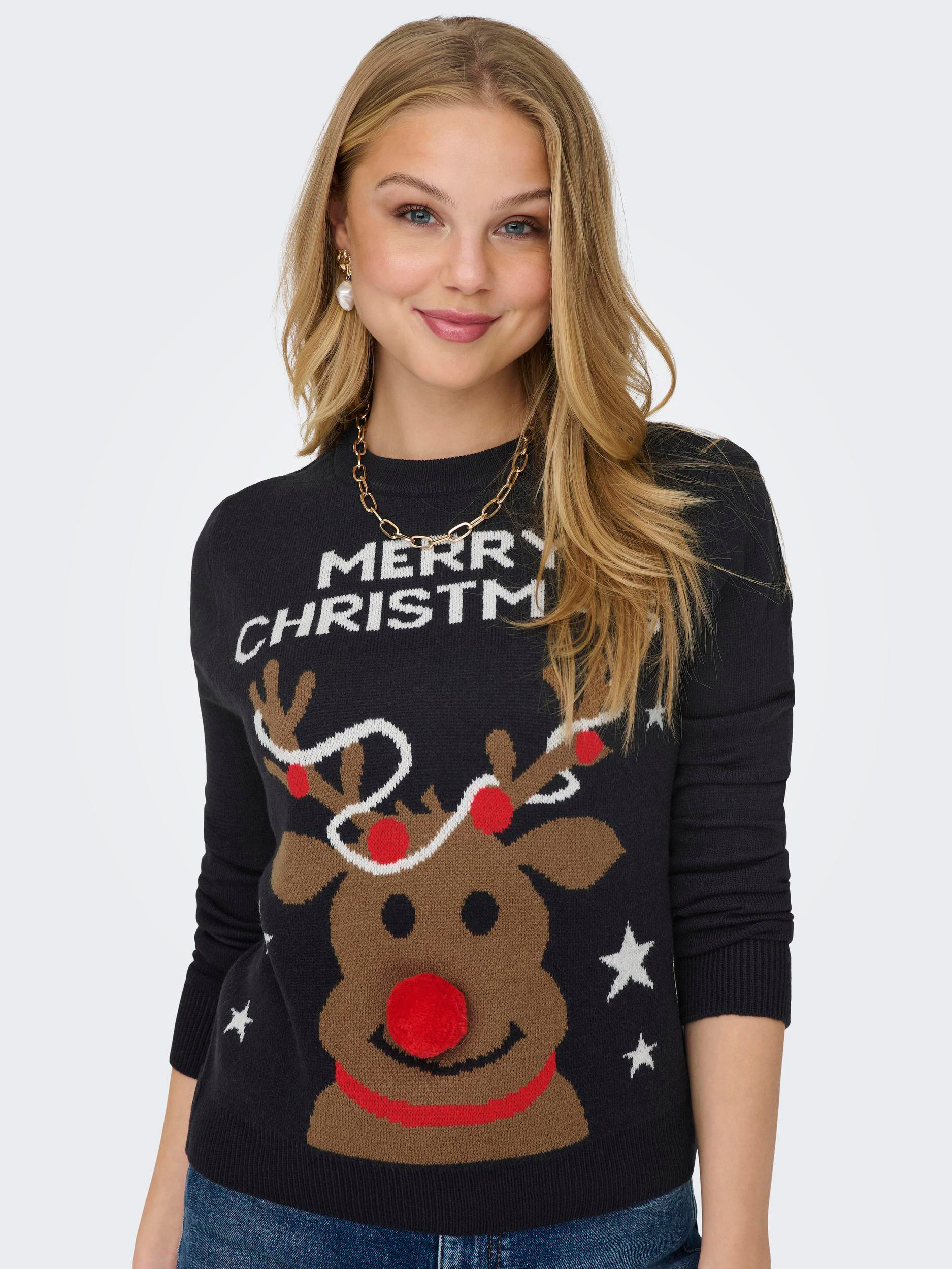 Only - Sweater with Christmas print, Dark Blue, large image number 3