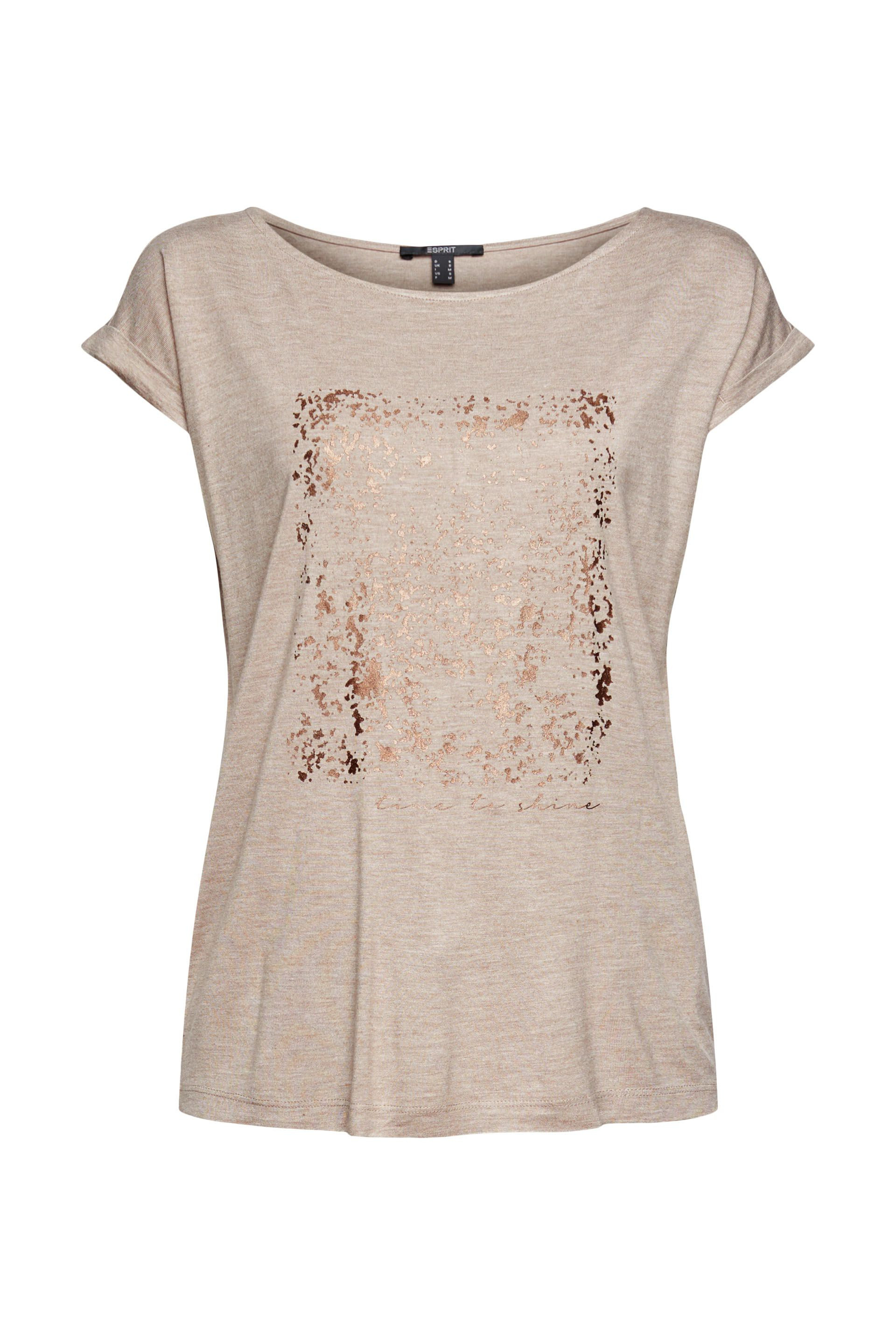 T-shirt in viscosa, Beige torrone, large image number 0