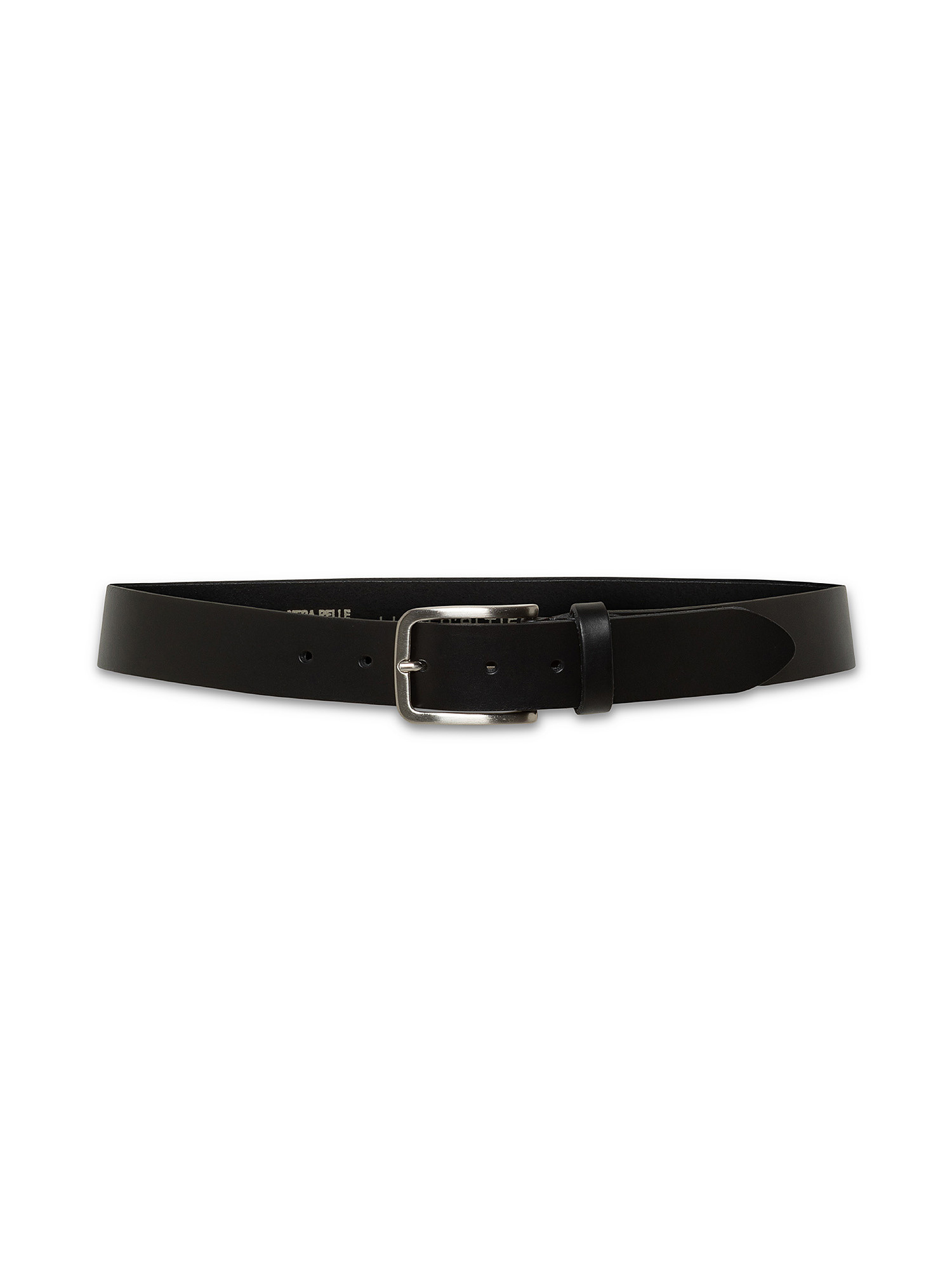 Solid color genuine leather belt, Black, large image number 1