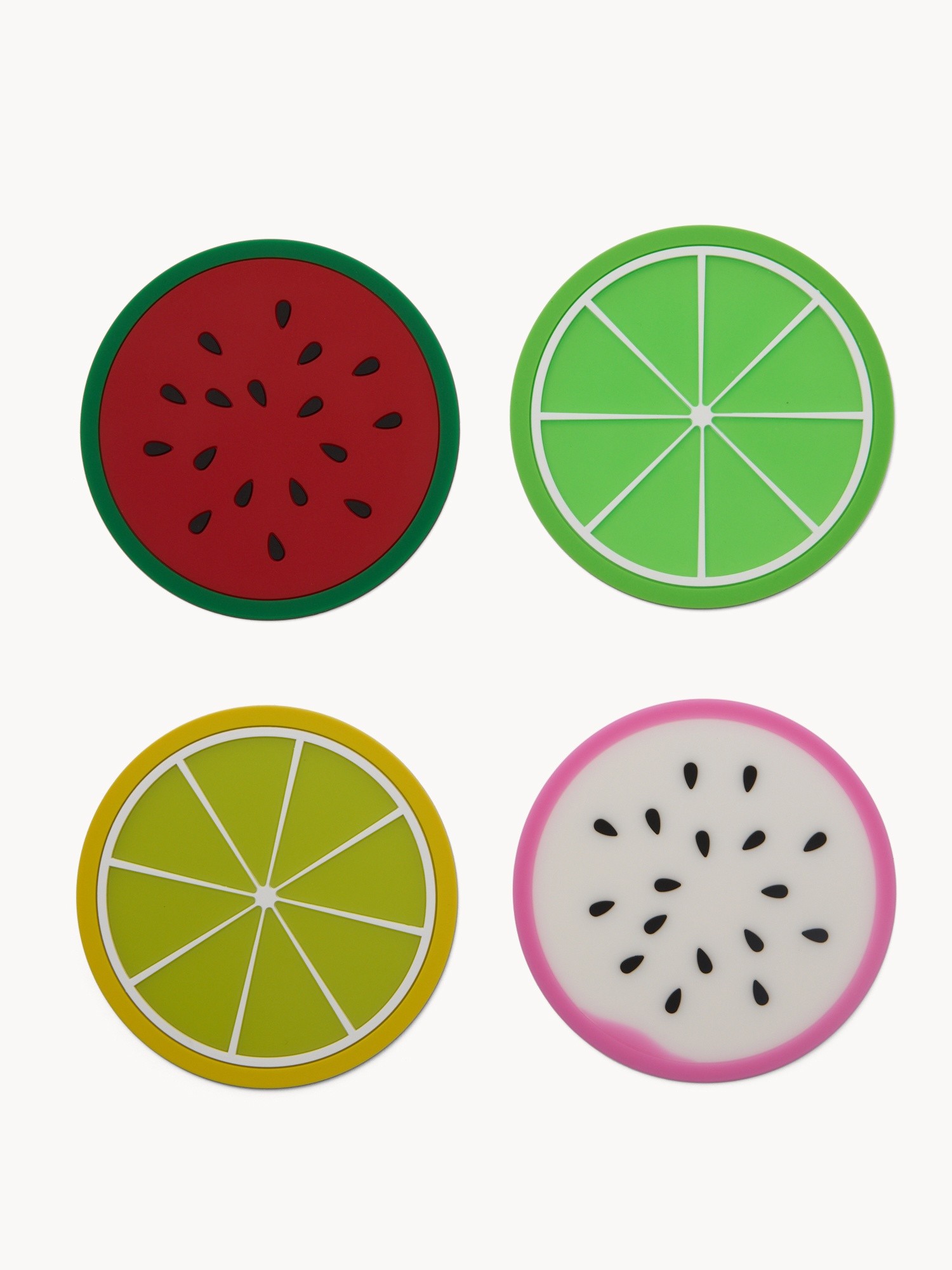 Set of 4 Fruit-Shaped Silicone Coasters - Introductory Price, Multicolor, large image number 0
