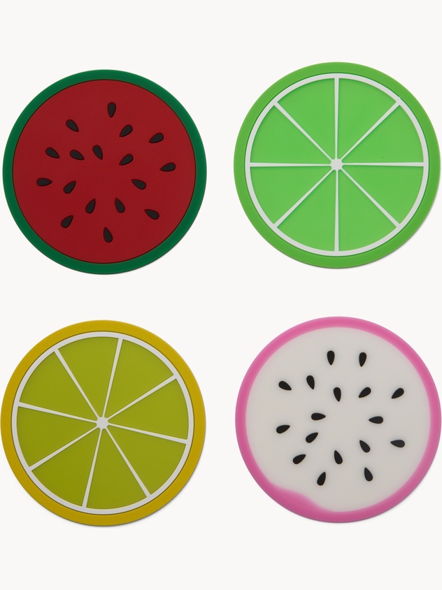 Set of 4 Fruit-Shaped Silicone Coasters - Introductory Price