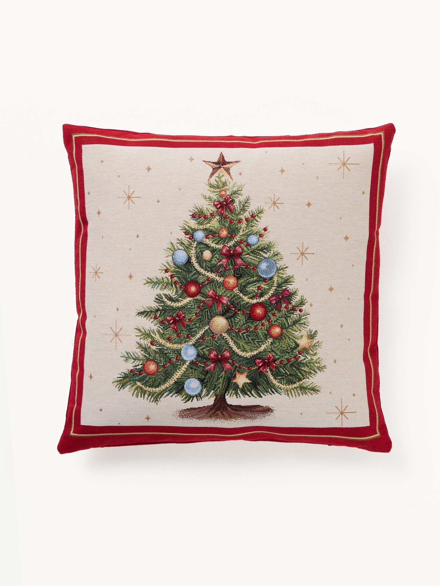 Gobelin fabric cushion with Christmas tree pattern 45x45cm, Multicolor, large image number 0