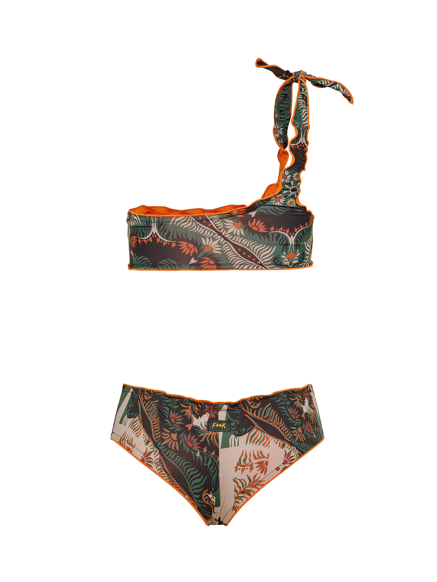 One-shoulder bandeau bikini with adjustable Brazilian bottom, Multicolor, large image number 1