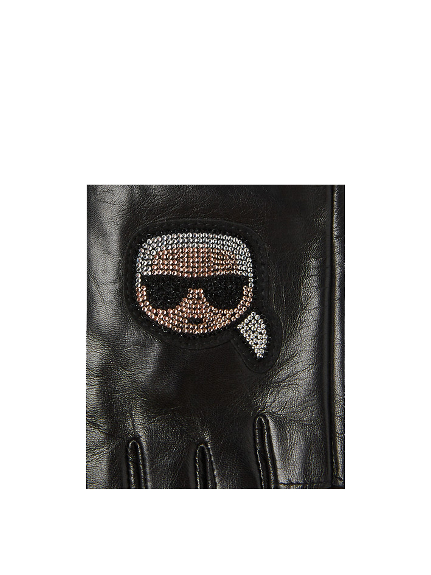 Karl Lagerfeld - K/ikonik guanti karl senza dita con strass, Nero, large image number 3