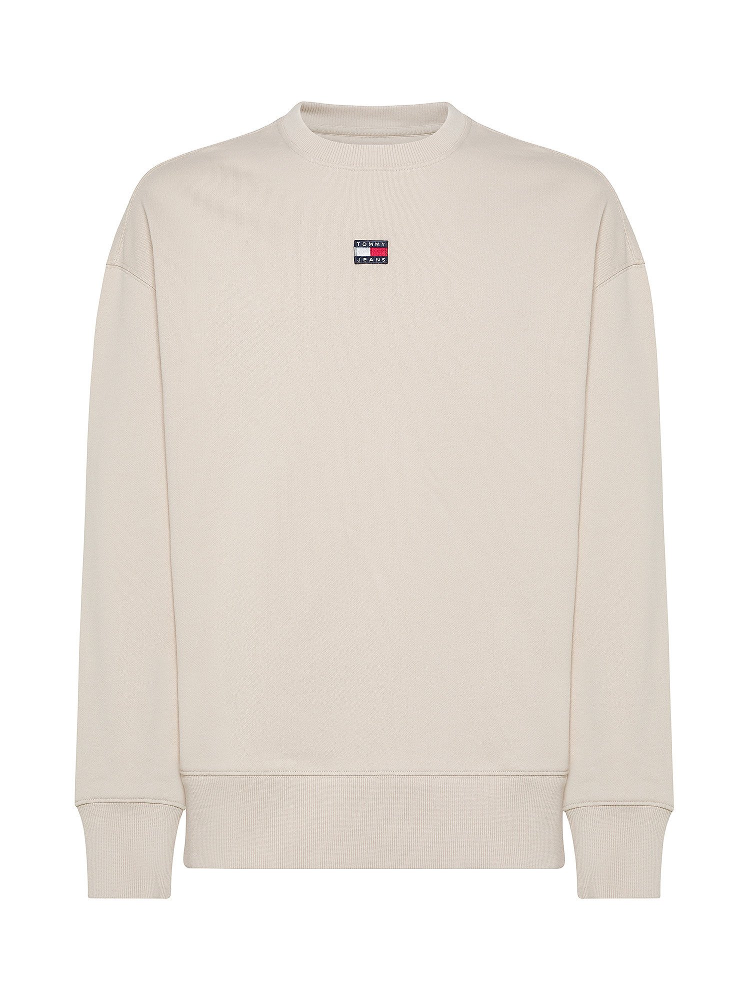 Tommy Jeans - Felpa relaxed fit in cotone con logo, Bianco avorio, large image number 0
