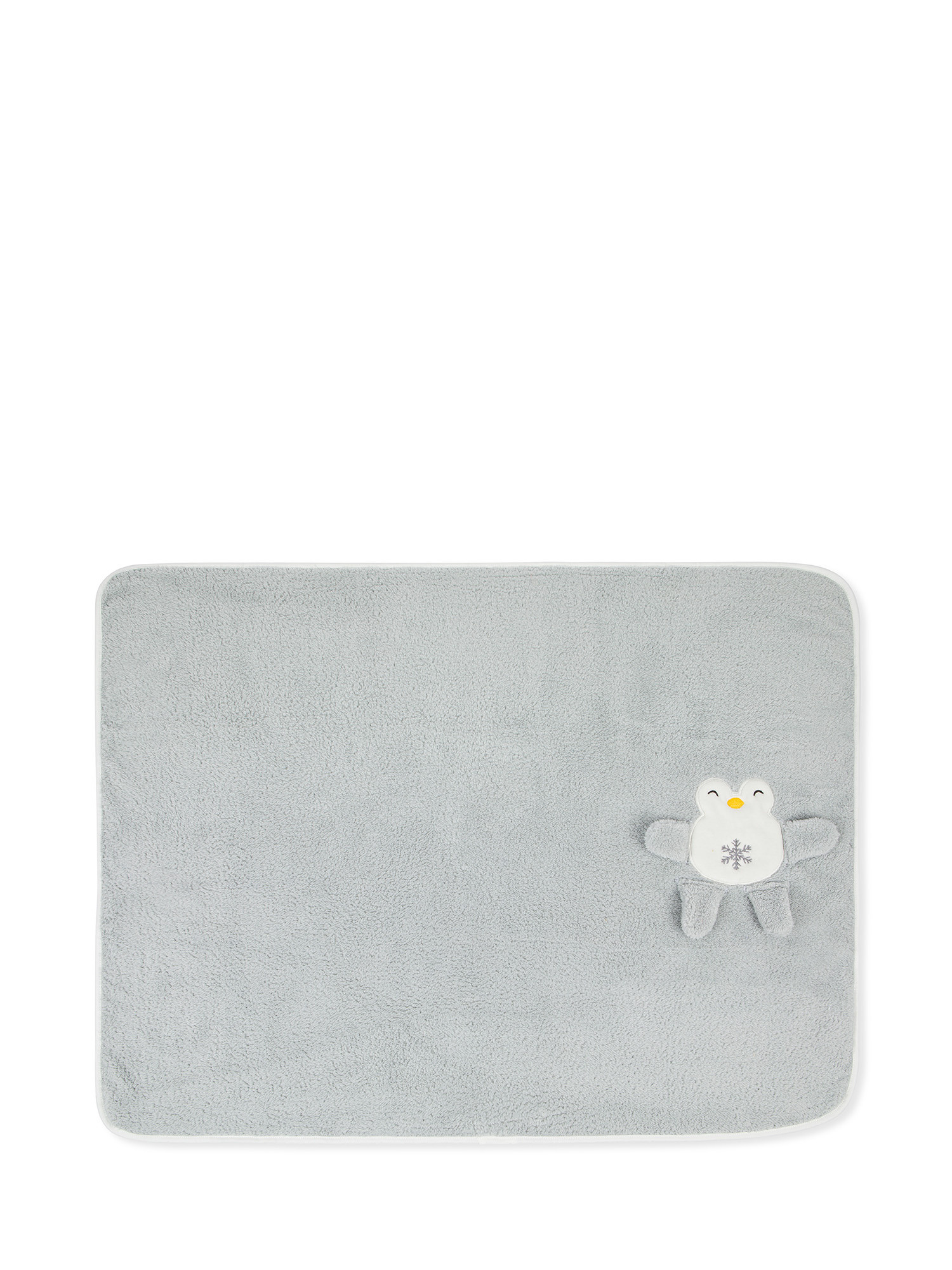 Penguin motif fleece blanket, Grey, large image number 1