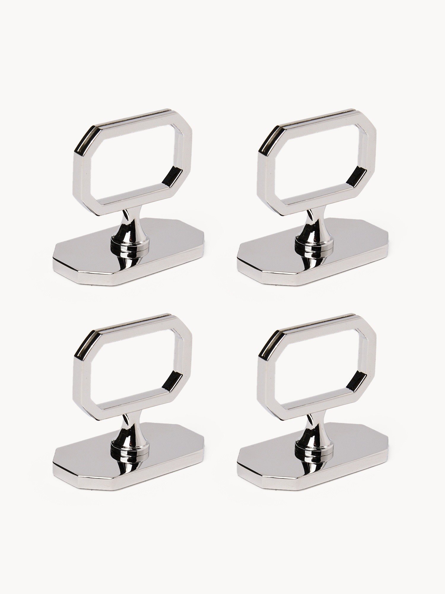 Set 4 segna posti con anello in metallo, Argentato, large image number 1