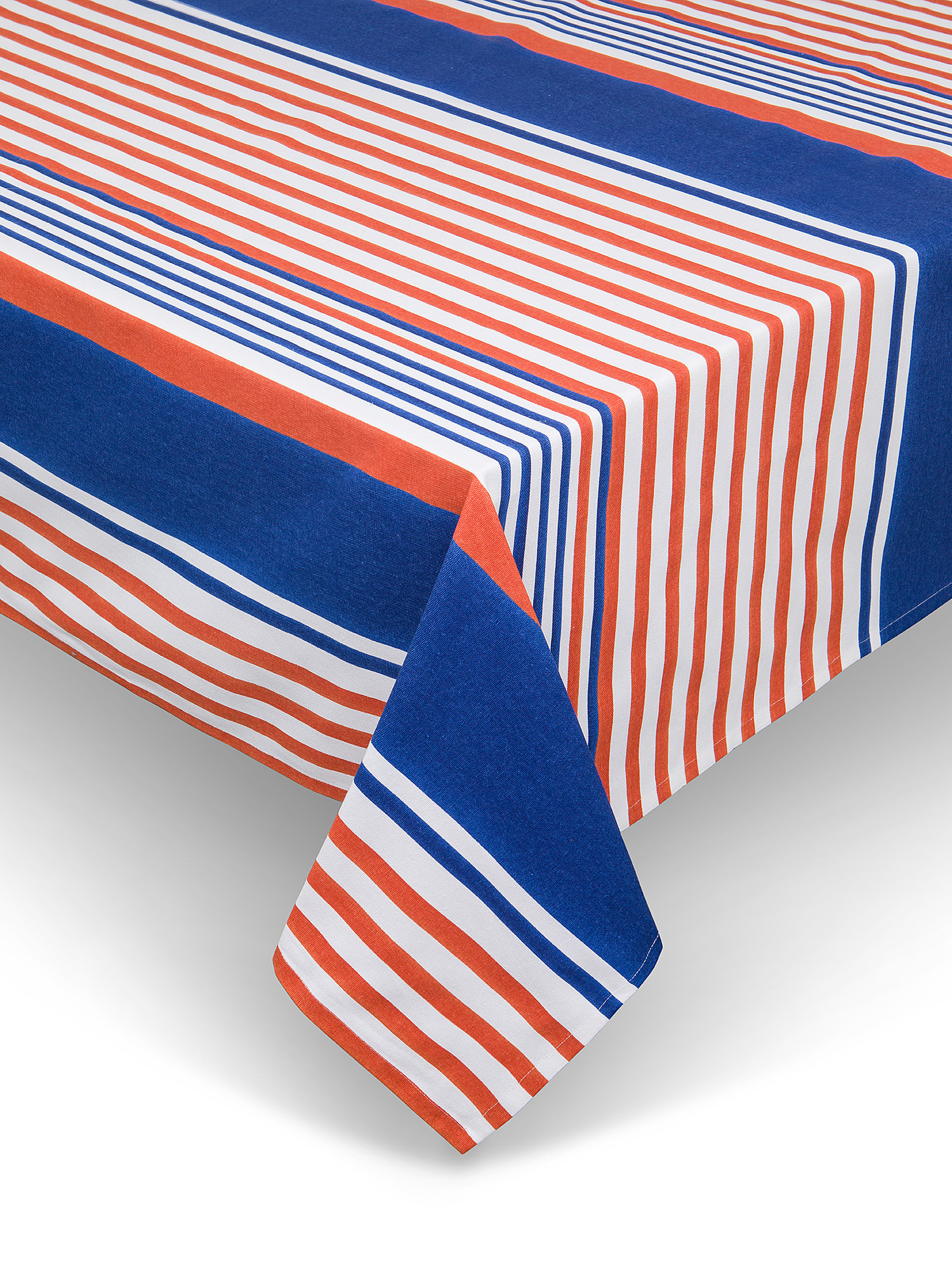 100% cotton tablecloth with striped print, Red, large image number 0