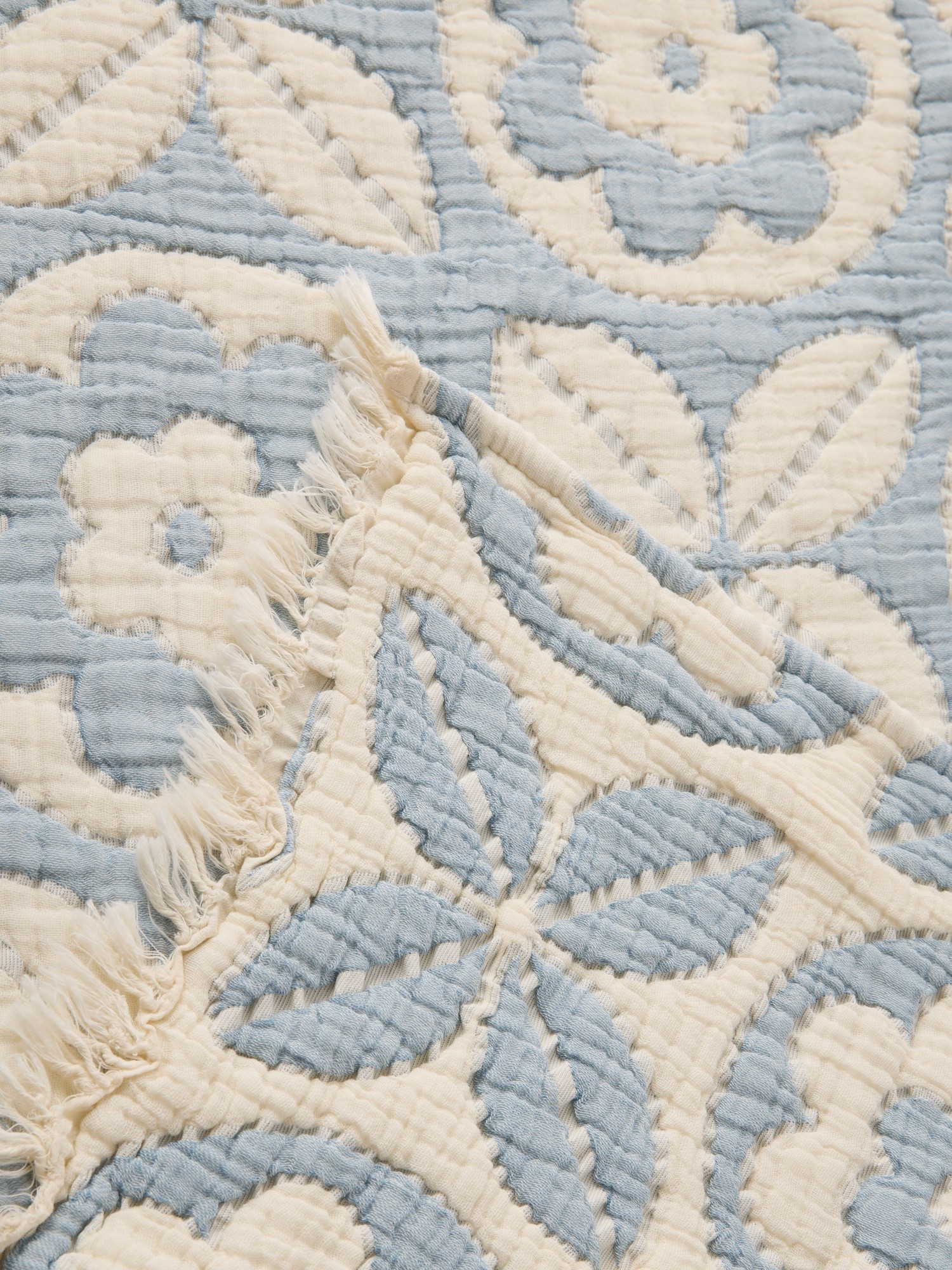 Quilted cotton gauze blanket, White / Blue, large image number 0