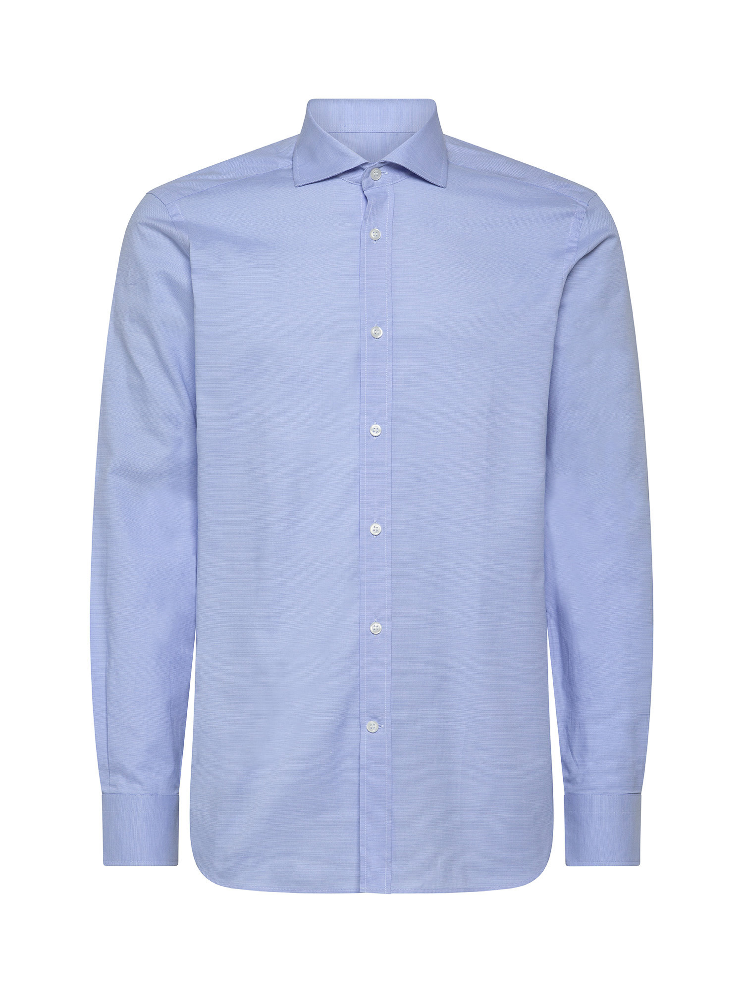 Slim fit shirt in pure cotton, Blue Celeste, large image number 1