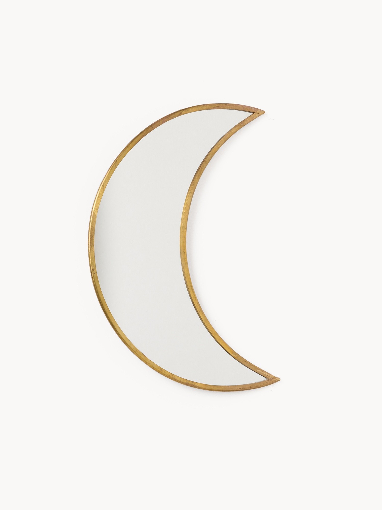Specchio da muro a forma di luna, Oro, large image number 0
